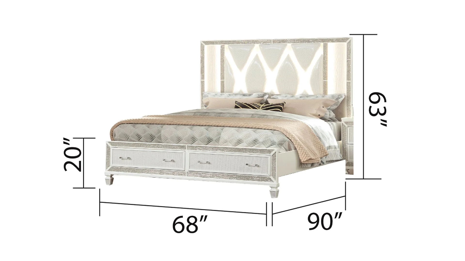 Crystal Queen 4 Pc Bedroom Set White - Image 5