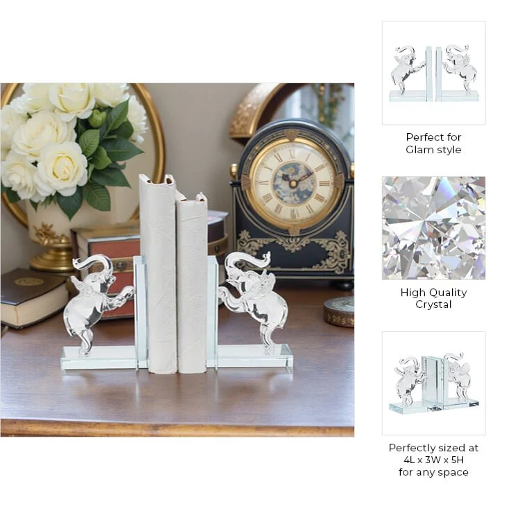 Crystal, S/2 5"h Elephant Bookends - Image 9