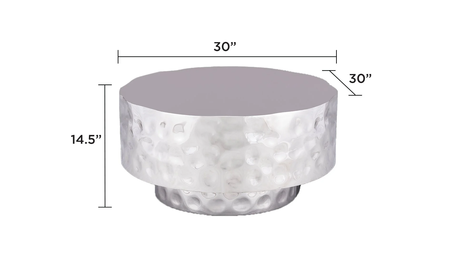 CT-90-30-30 Coffee Table Silver - Image 2