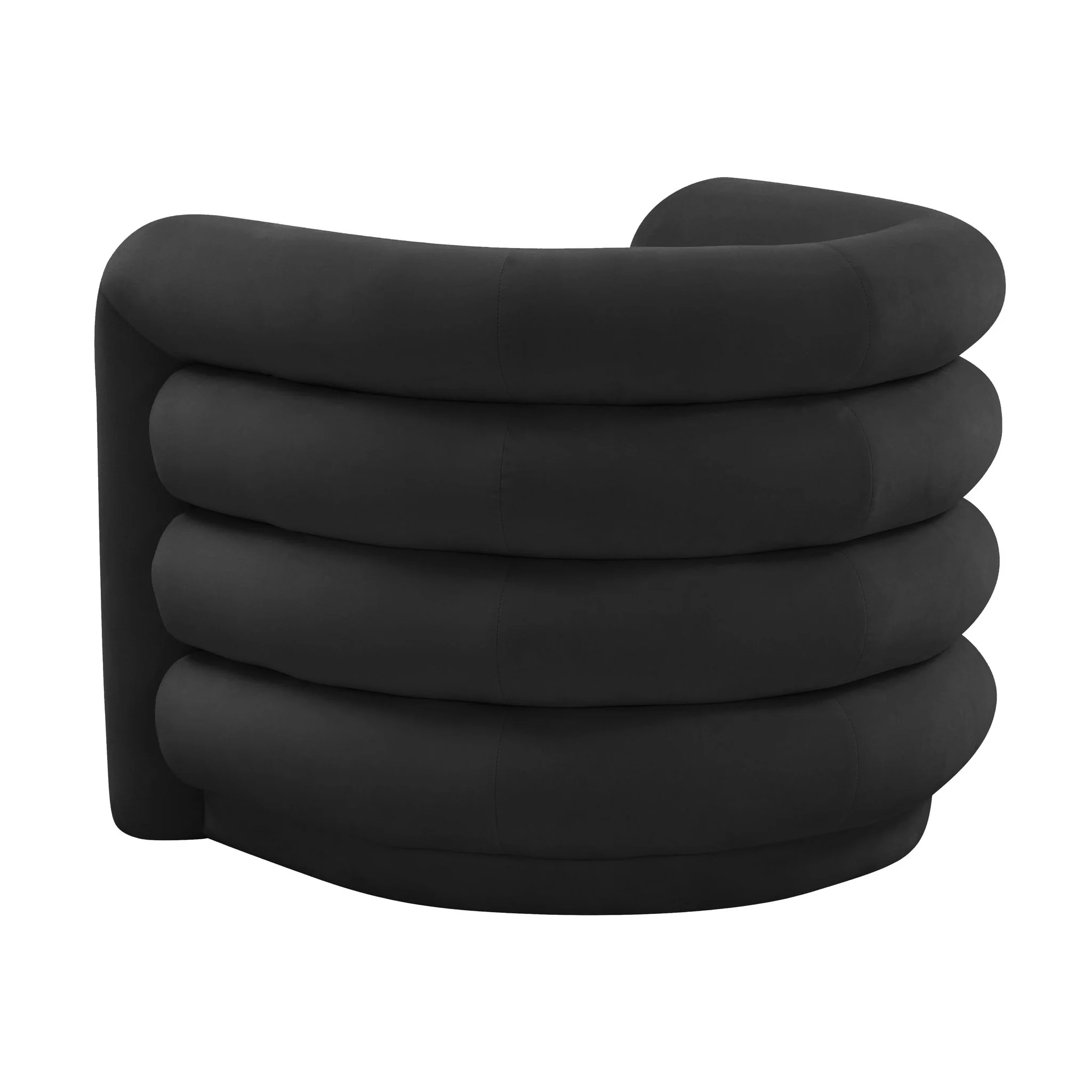 Curves Black Velvet Lounge Chair - Image 3