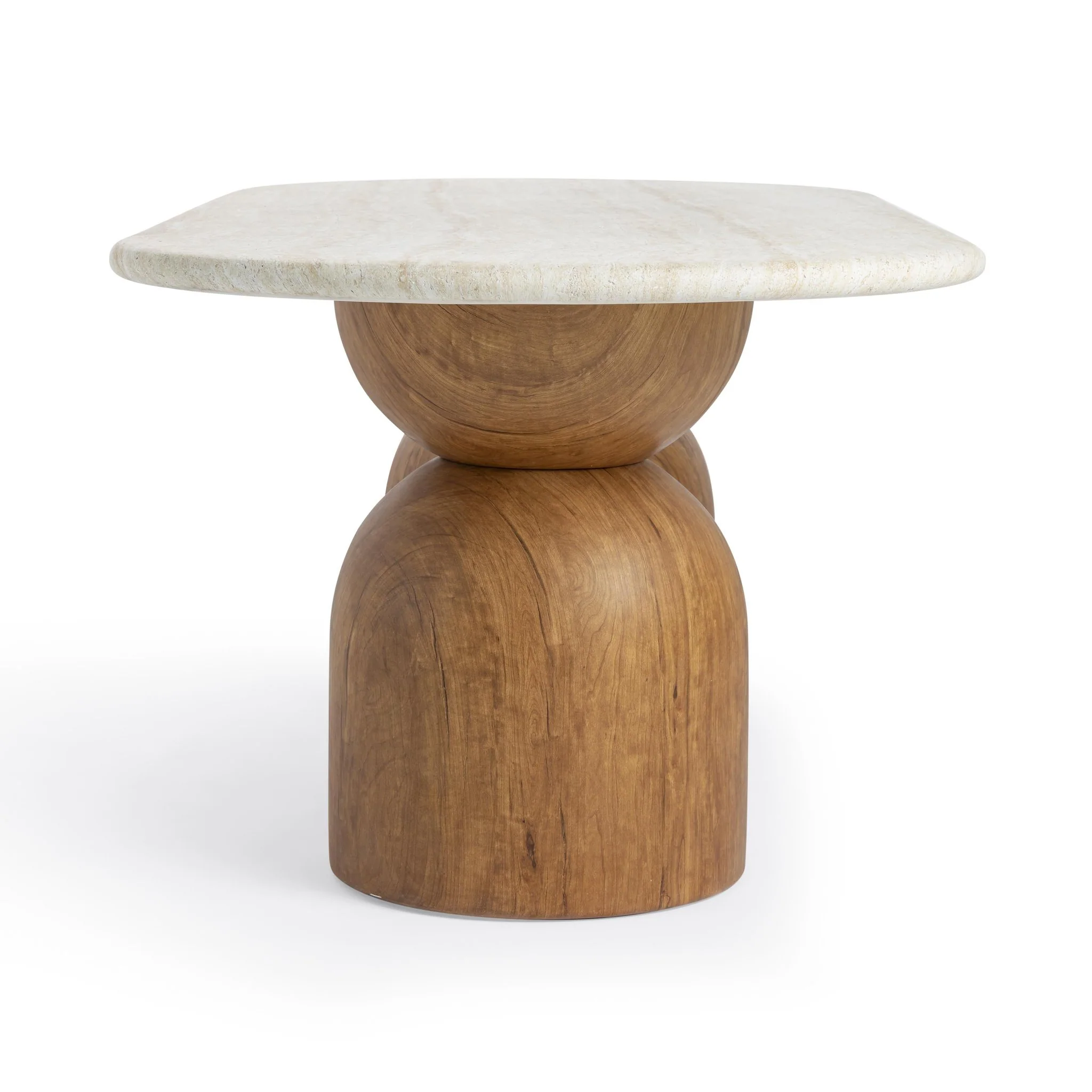Cynthia Travertine Concrete Indoor / Outdoor 87 inch Long Dining Table - Image 4