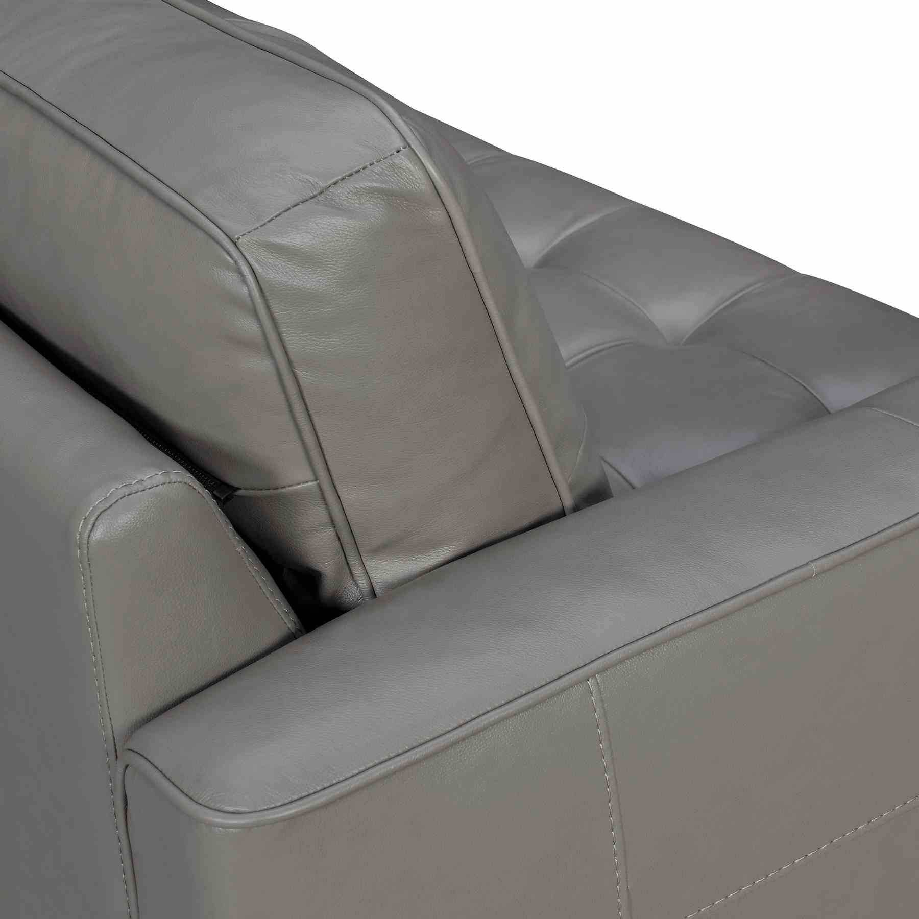 Daeson 86" Mid-Century Modern Gray Genuine Leather Square Arm Sofa - Image 5