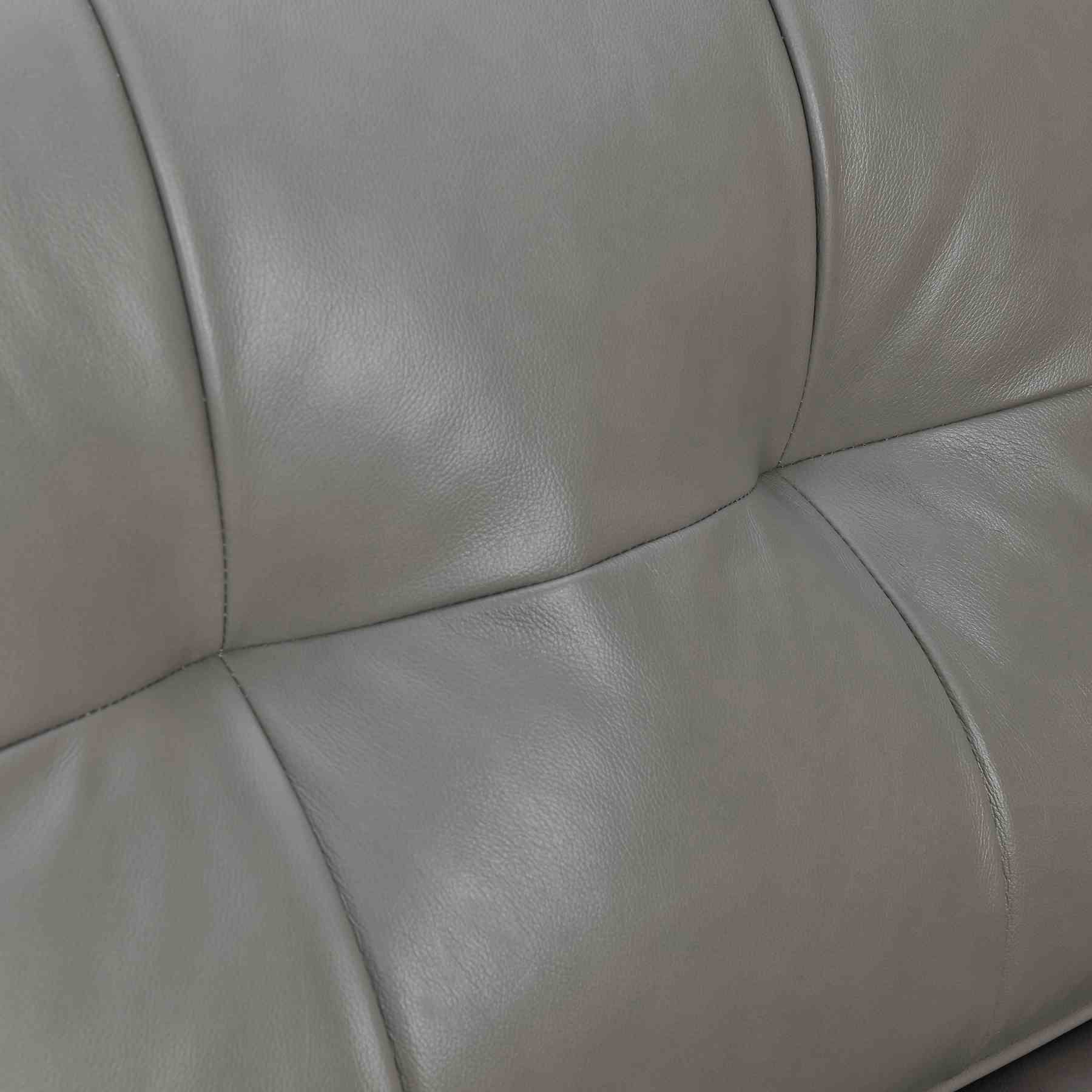 Daeson 86" Mid-Century Modern Gray Genuine Leather Square Arm Sofa - Image 6