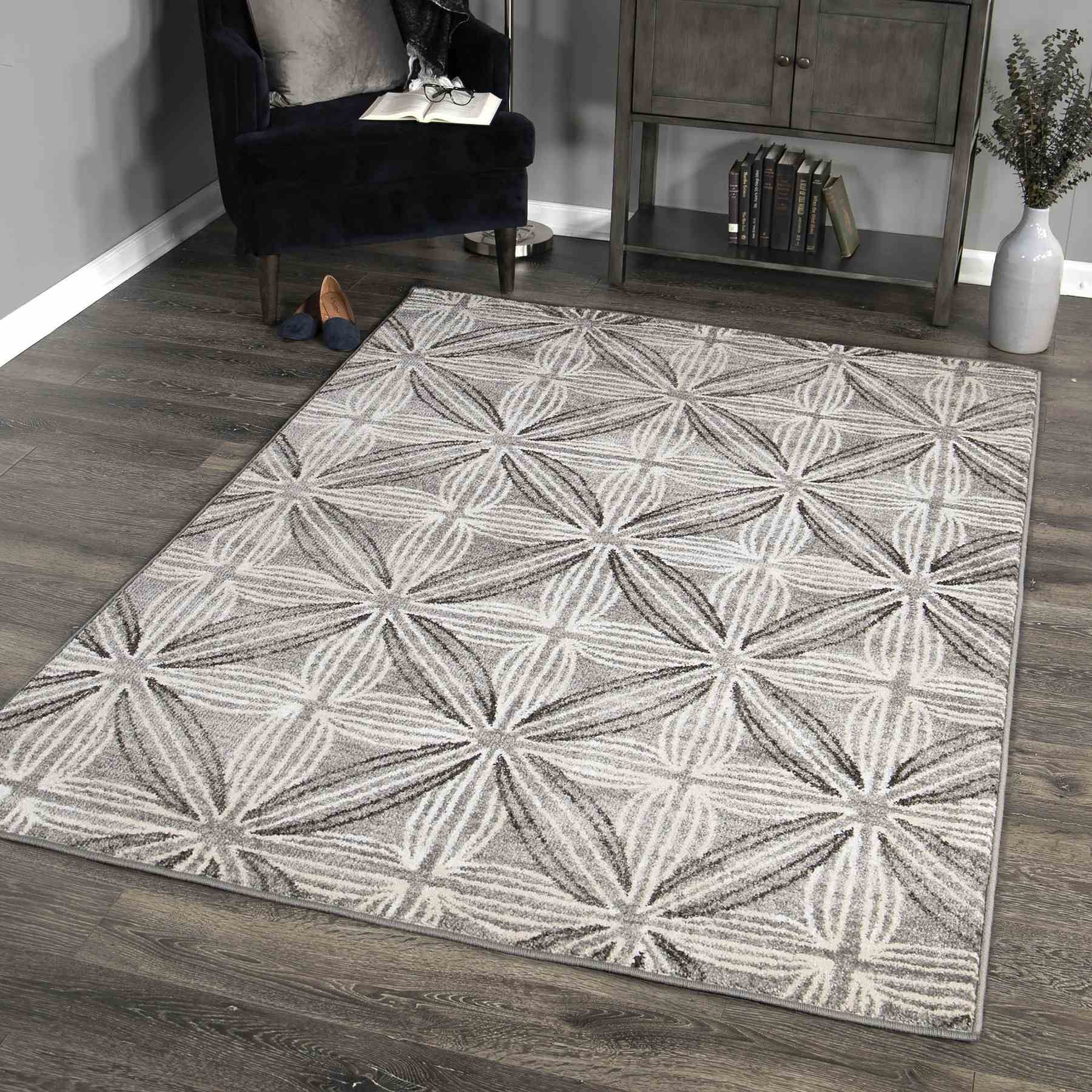 Daisy Contemporary 8x10 Area Rug in Gray/Cream - Image 5