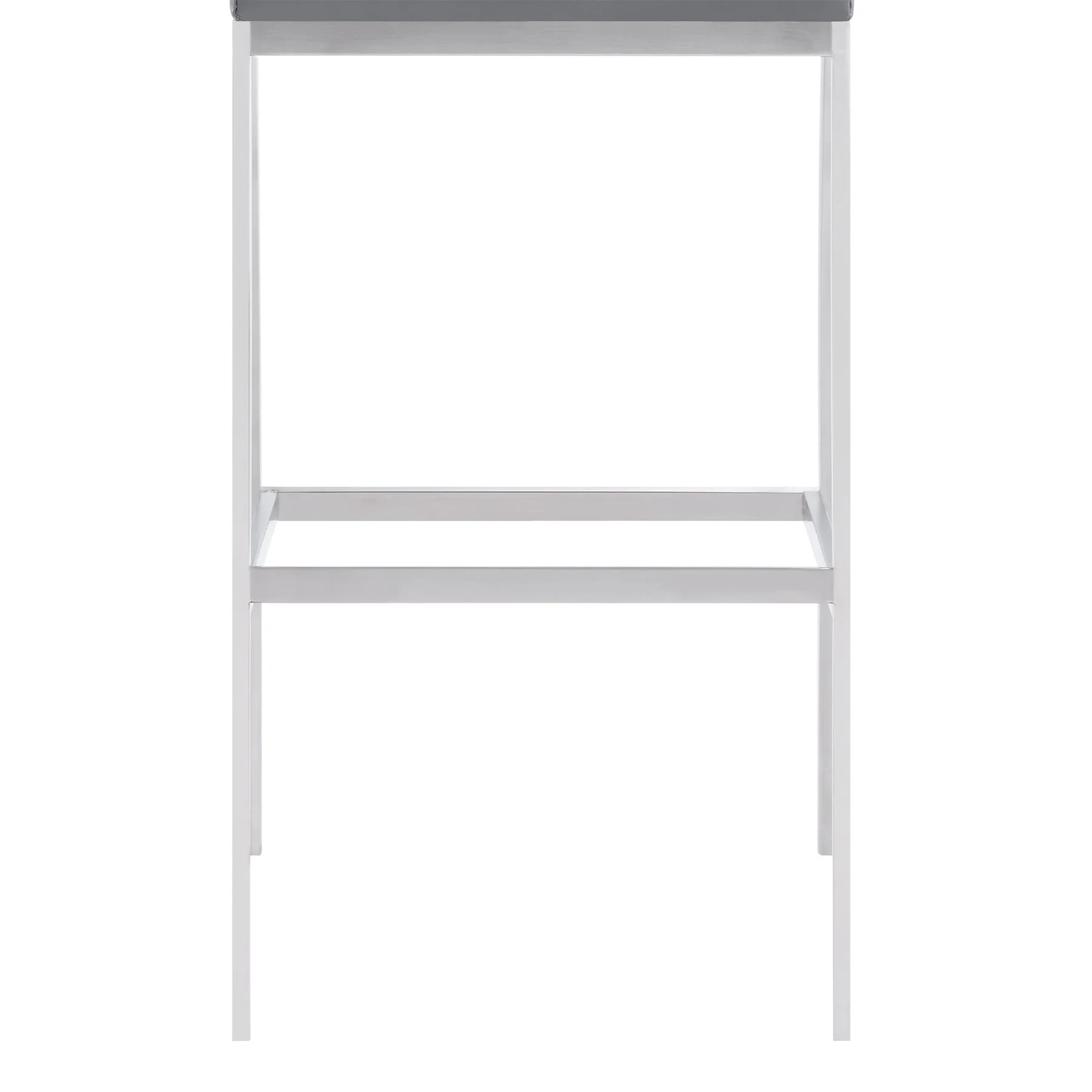 Dakota Mid-Century 30" Counter Height Barstool in Brushed Stainless Steel with Gray Faux Leather and Walnut Wood Finish Back - Image 6