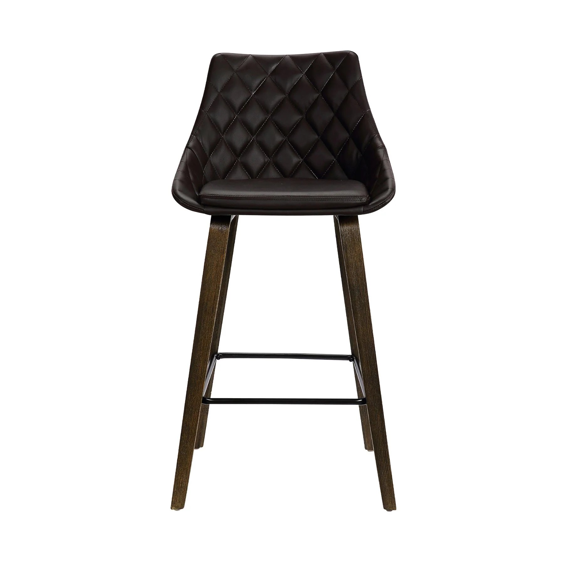 Dani 26" Brown Faux Leather Barstool in Walnut Glazed Finish - Image 2