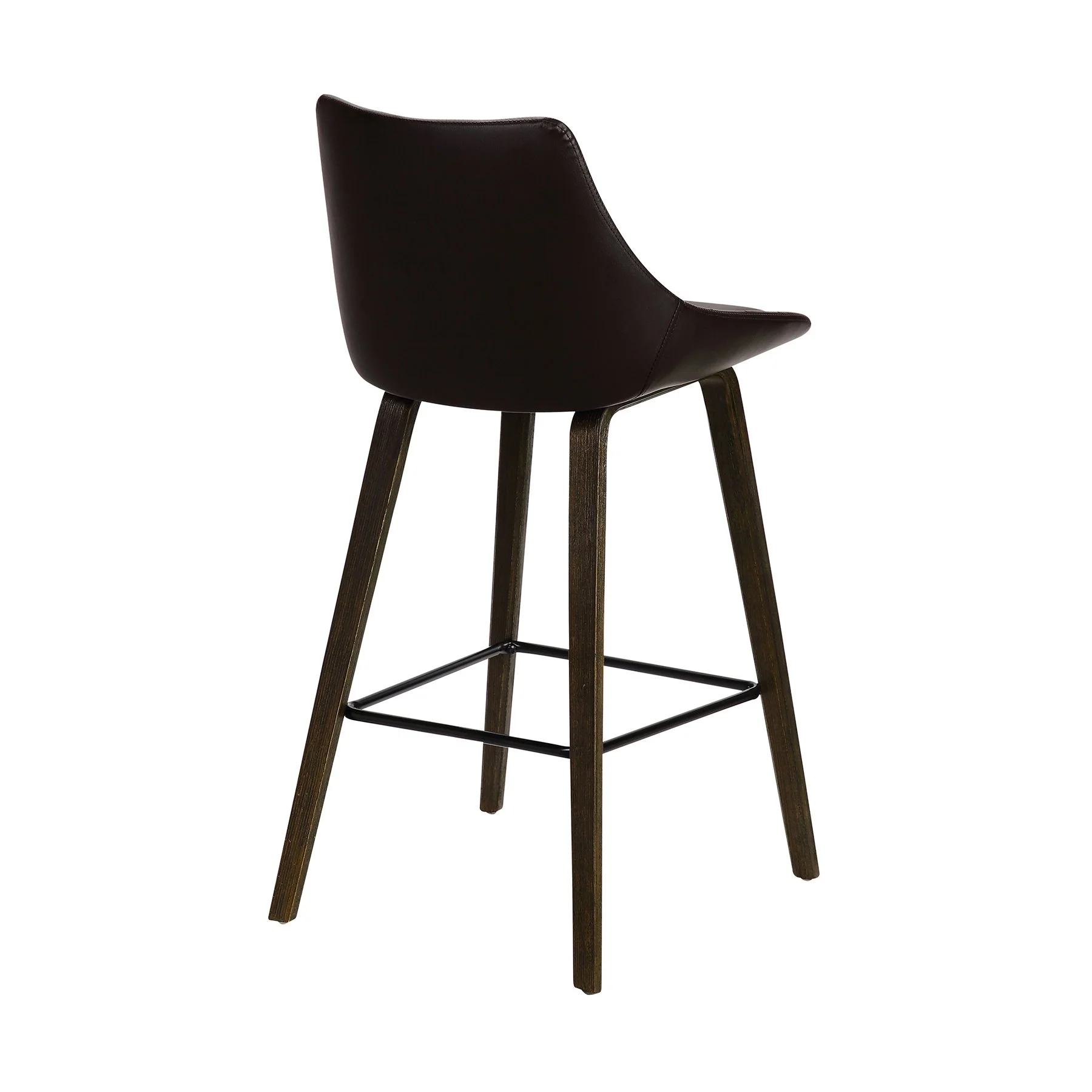 Dani 26" Brown Faux Leather Barstool in Walnut Glazed Finish - Image 4