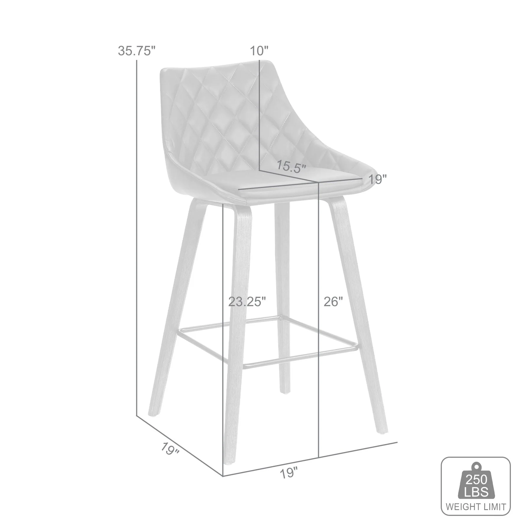 Dani 26" Brown Faux Leather Barstool in Walnut Glazed Finish - Image 6