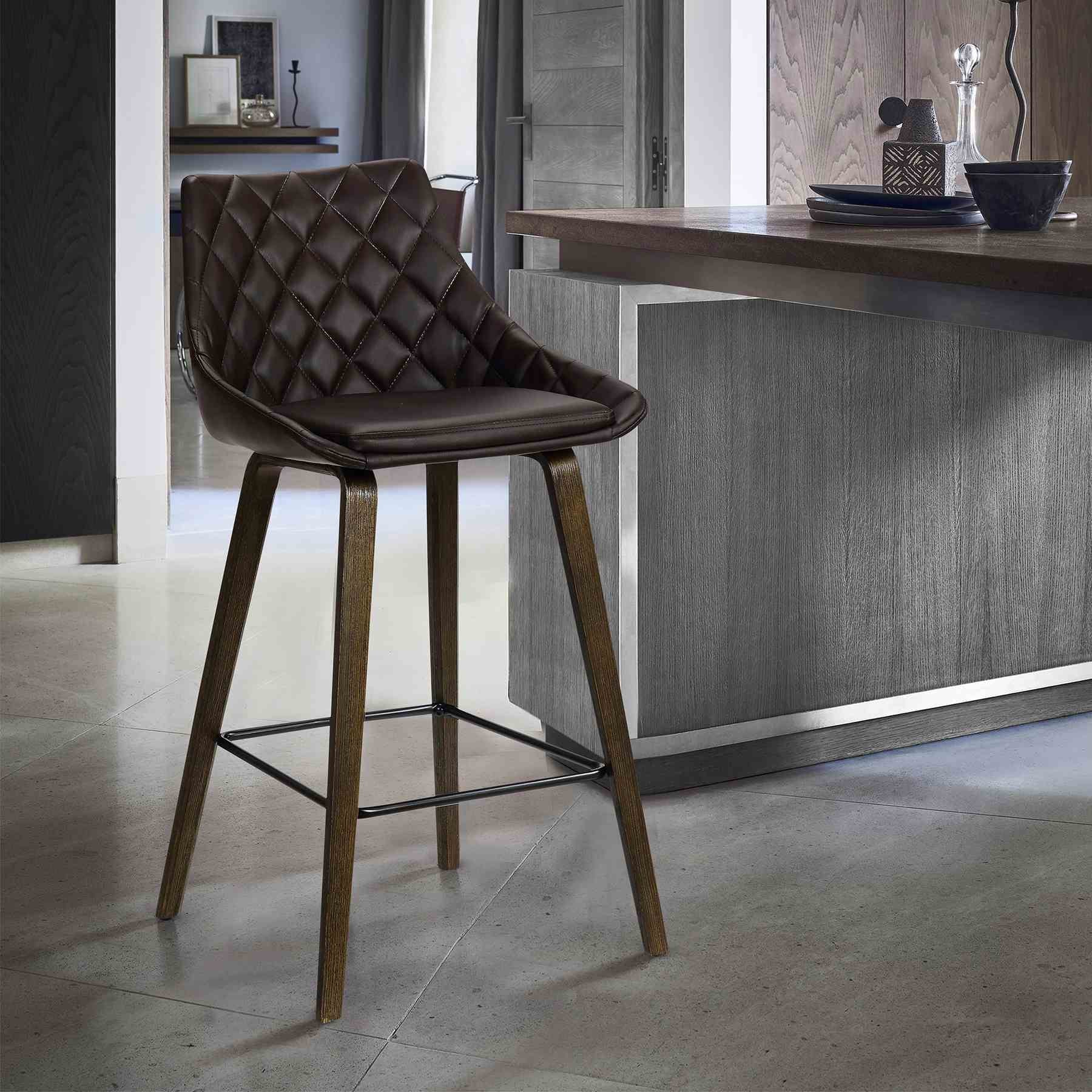 Dani 26" Brown Faux Leather Barstool in Walnut Glazed Finish - Image 7