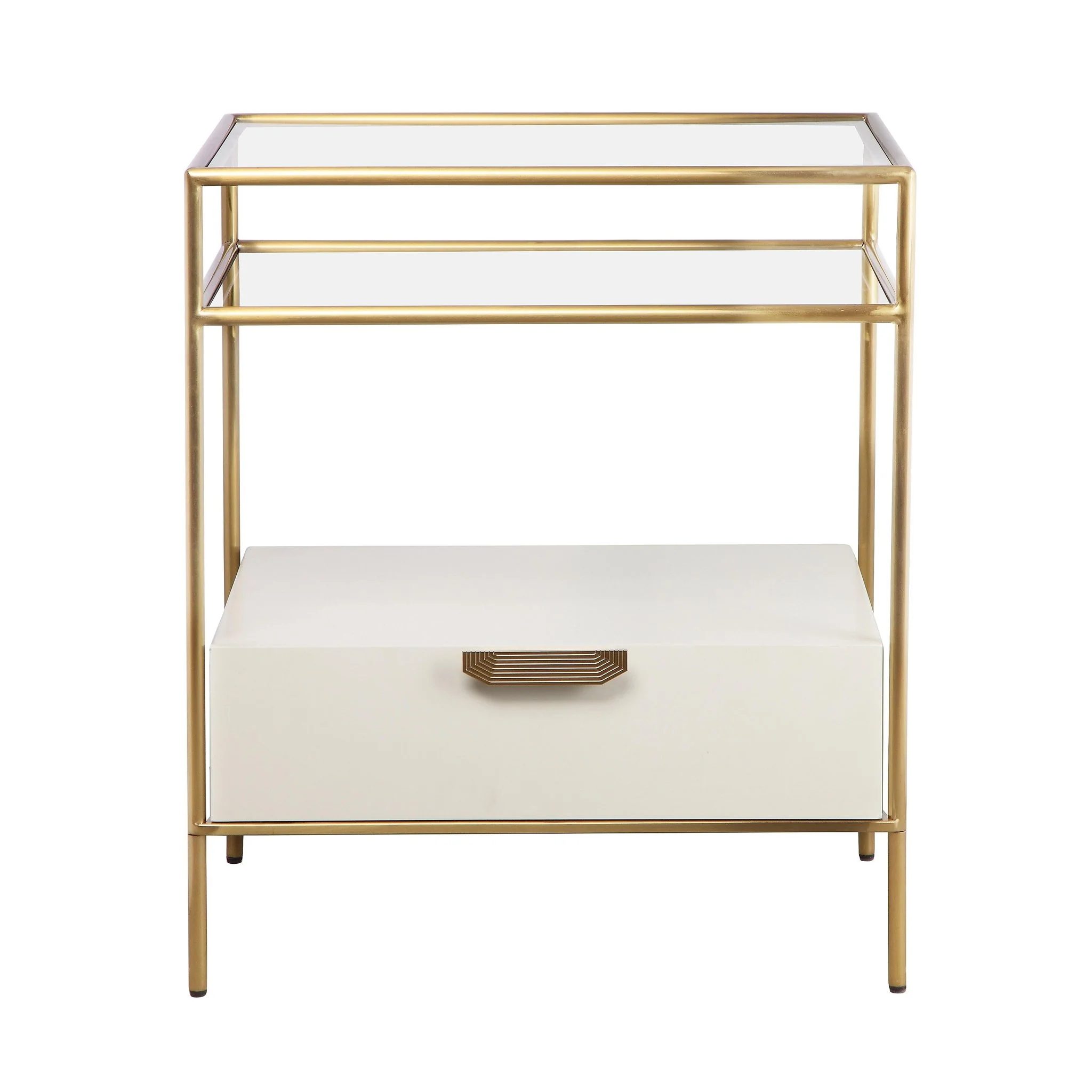 Darla Cream Glass Nightstand - Image 3