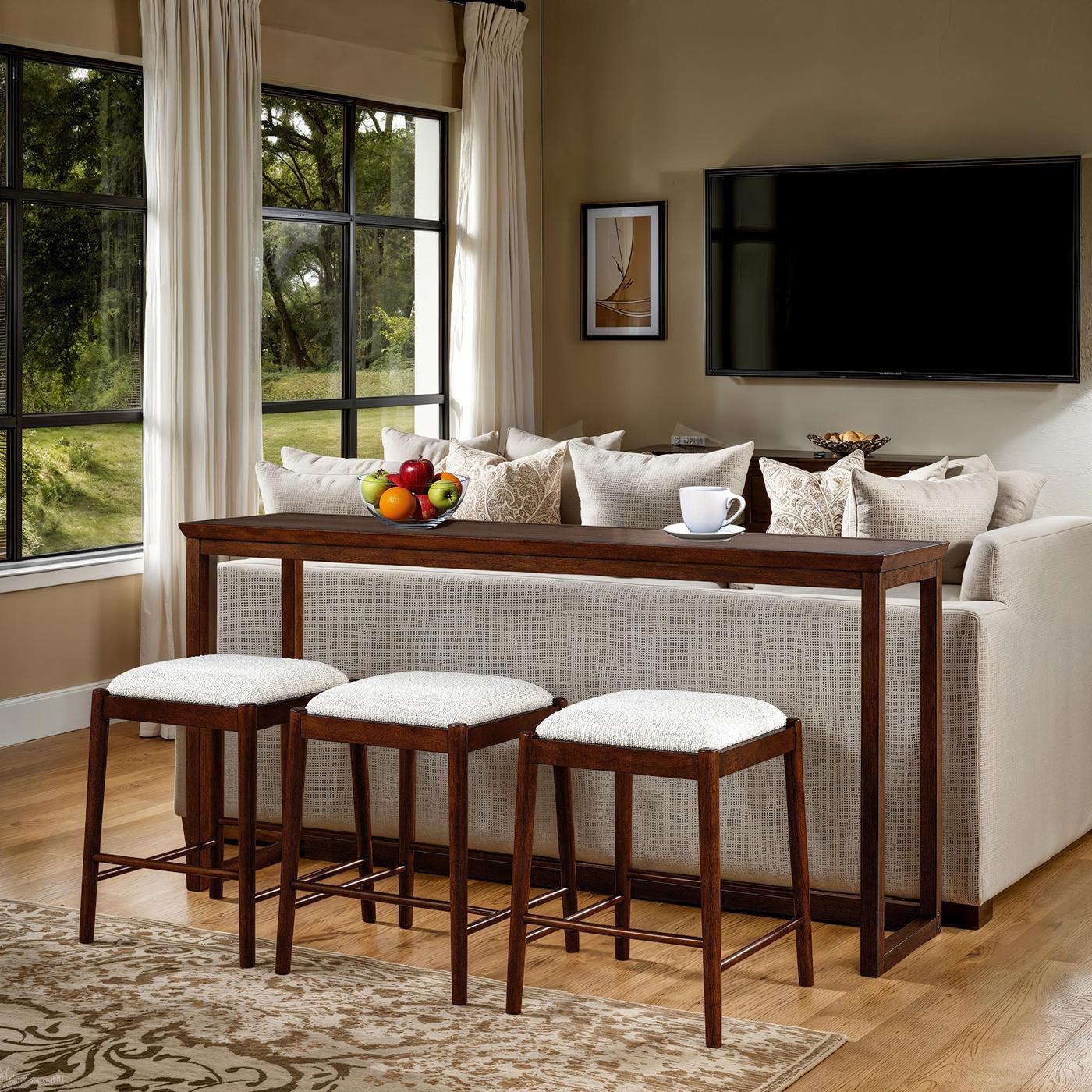 Daventry Sofa Table W/ 3 Backless Counter Ht Stools - Image 2