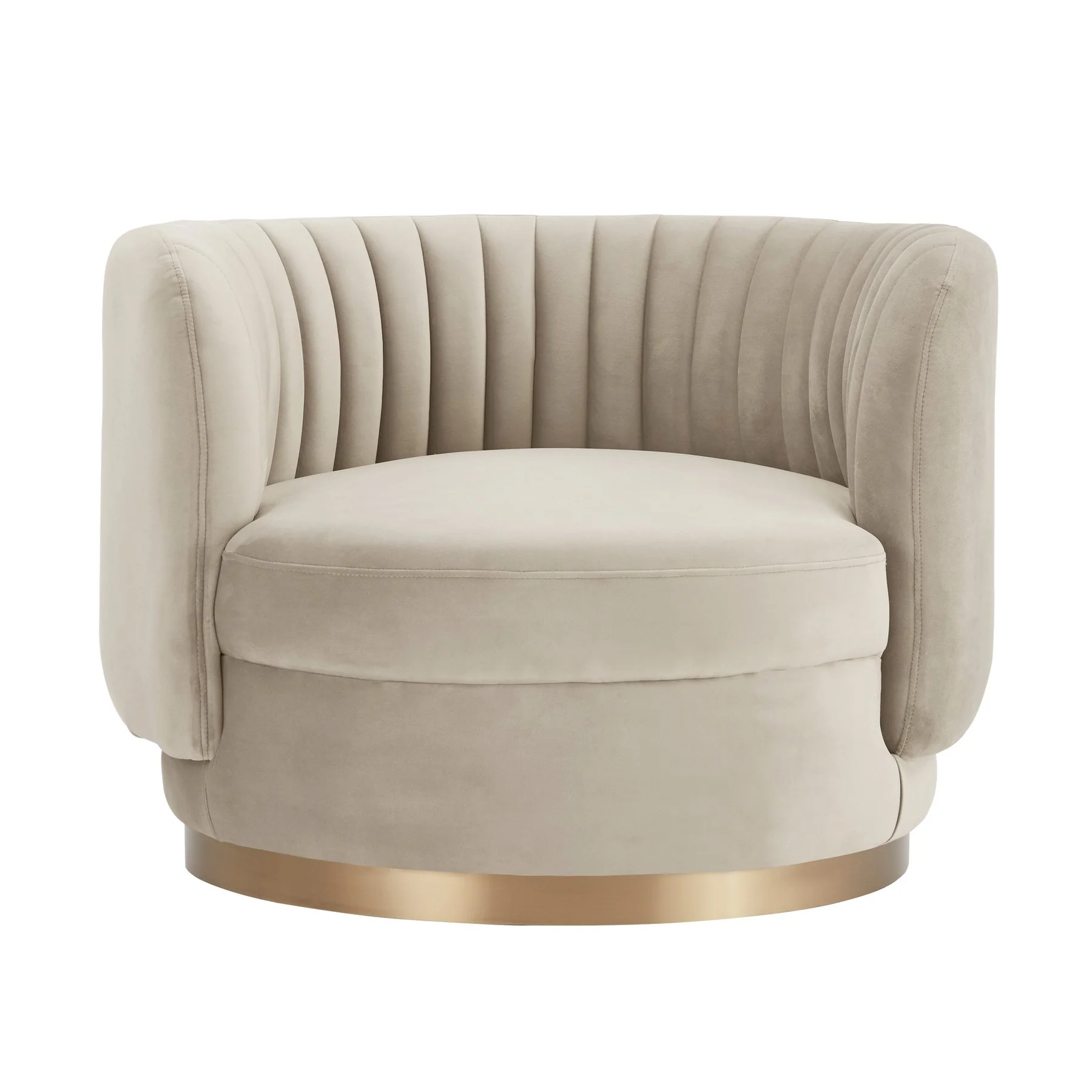 Davy Taupe Velvet Swivel Accent Chair with Gold Base - Image 2