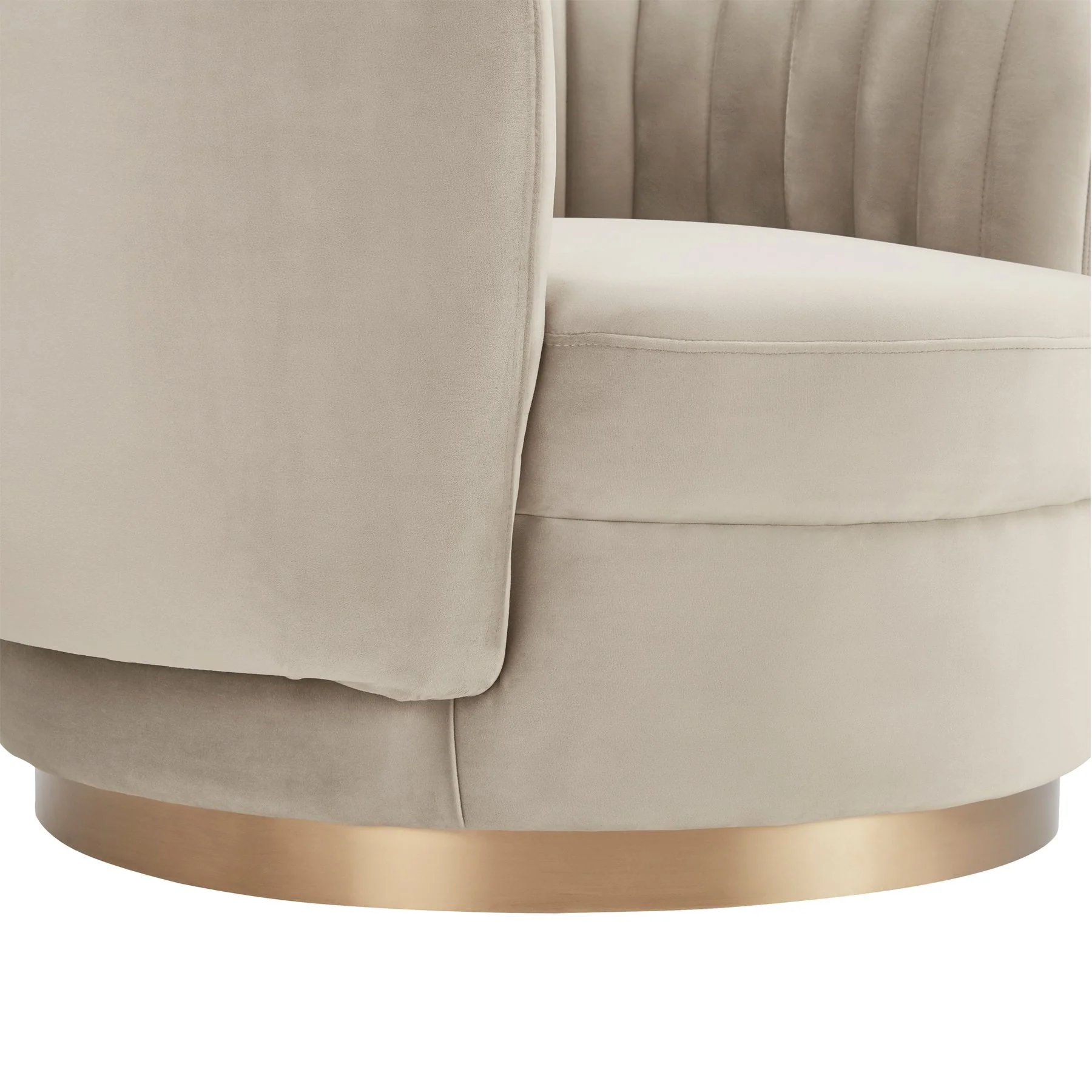Davy Taupe Velvet Swivel Accent Chair with Gold Base - Image 6