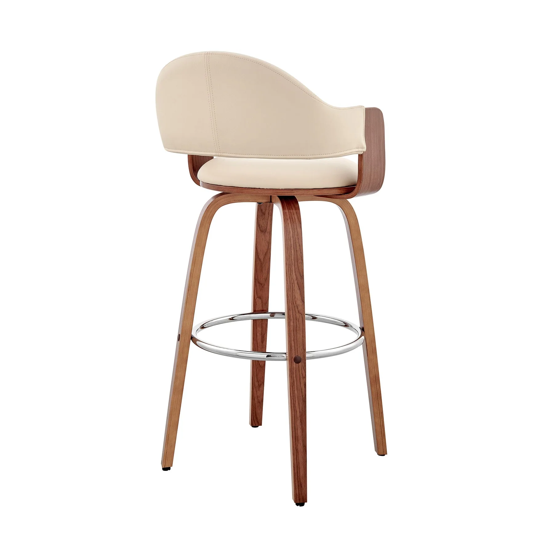 Daxton 26" Cream Faux Leather and Walnut Wood Bar Stool - Image 4