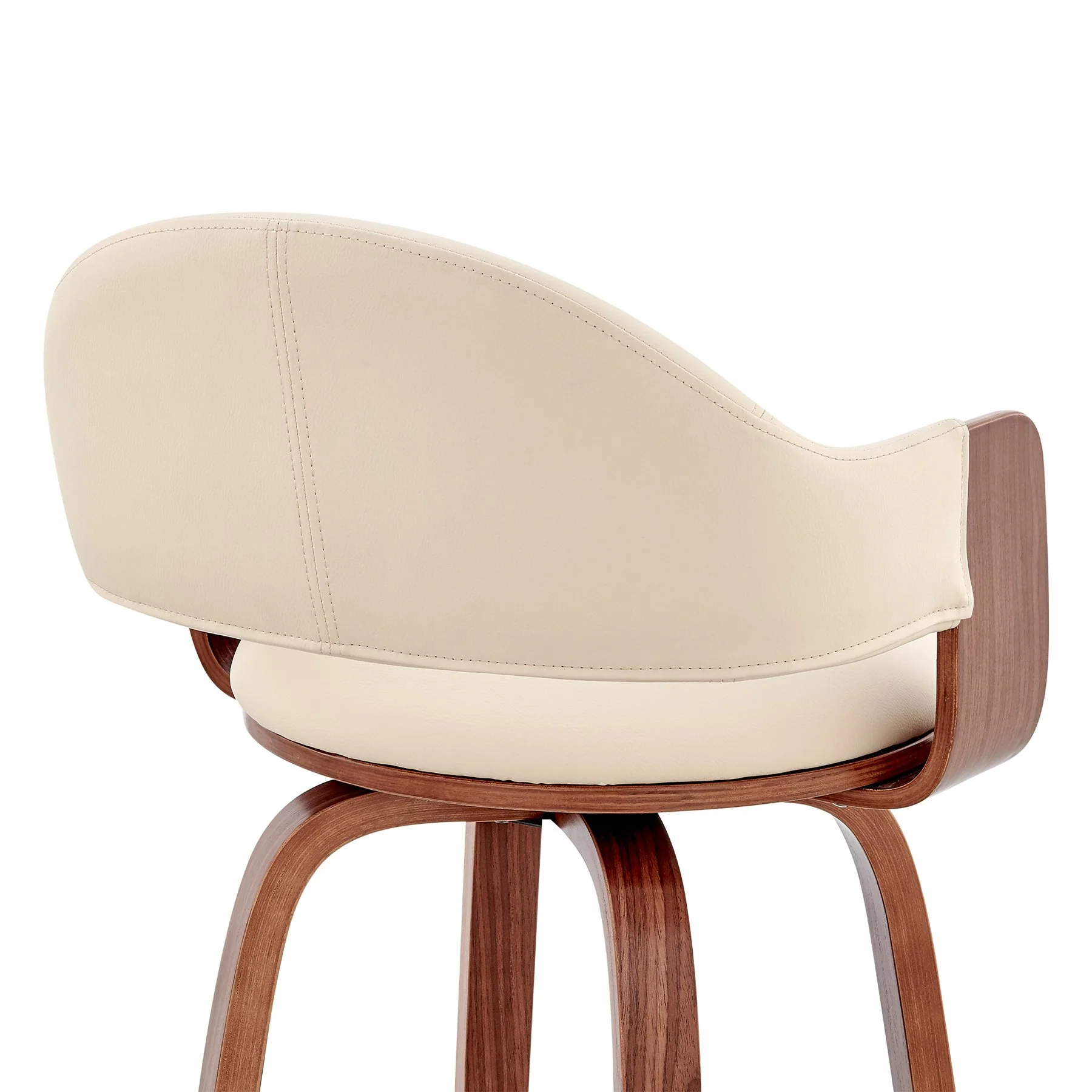 Daxton 26" Cream Faux Leather and Walnut Wood Bar Stool - Image 7