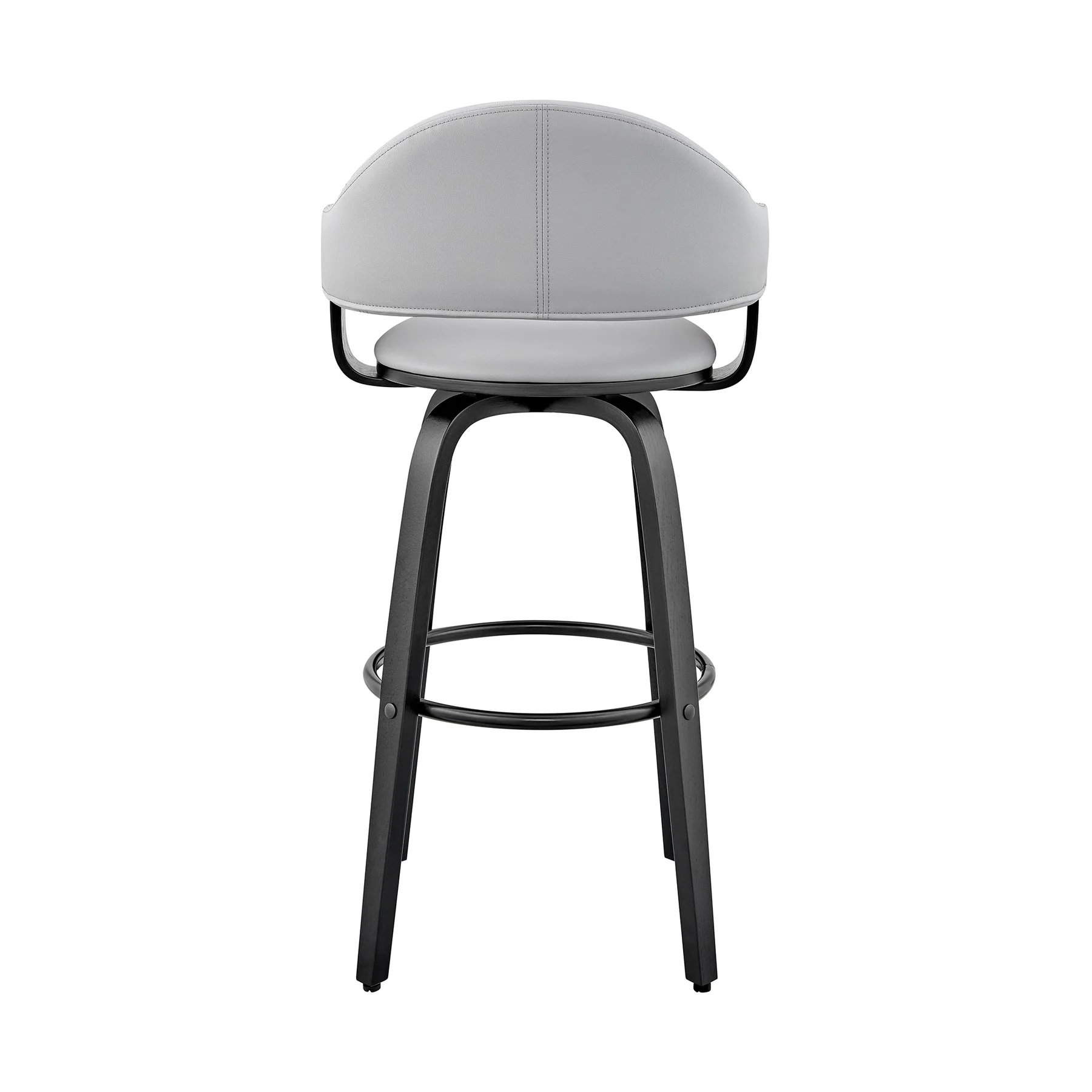 Daxton 26" Gray Faux Leather and Black Wood Bar Stool - Image 5