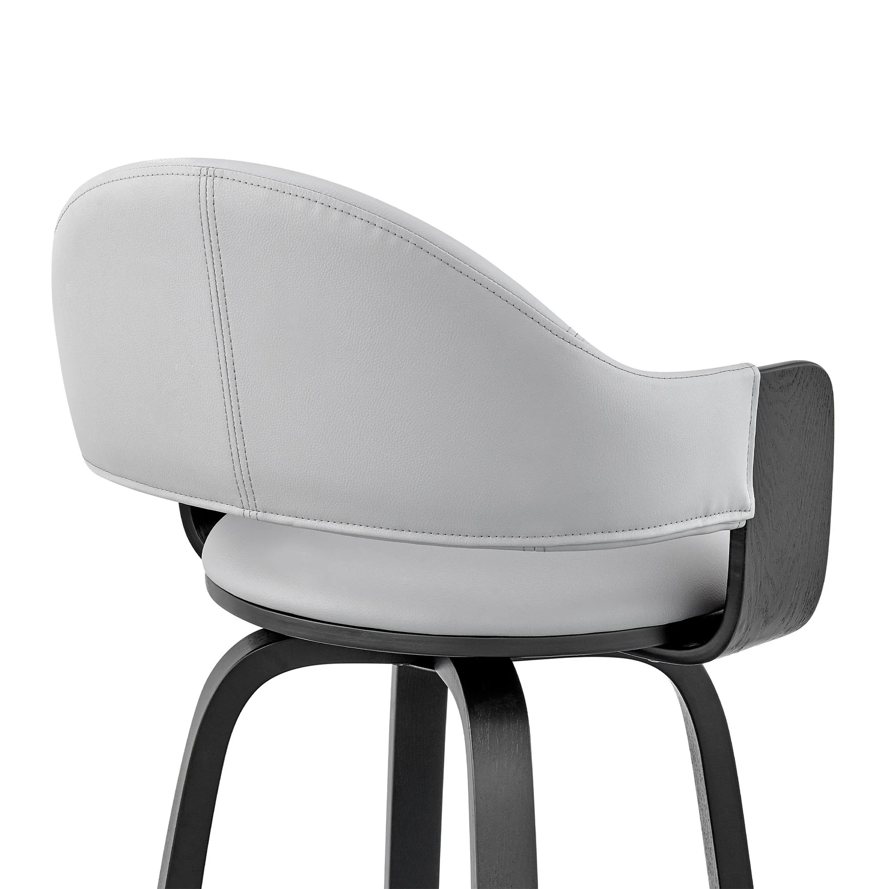 Daxton 26" Gray Faux Leather and Black Wood Bar Stool - Image 7