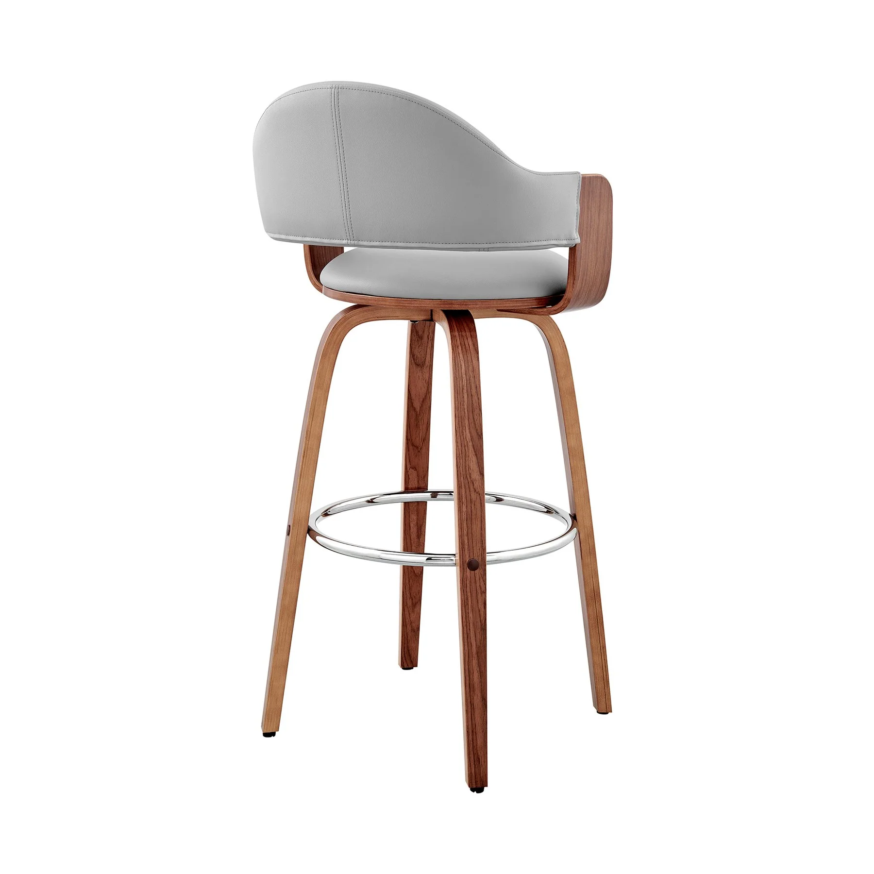 Daxton 26" Gray Faux Leather and Walnut Wood Bar Stool - Image 4