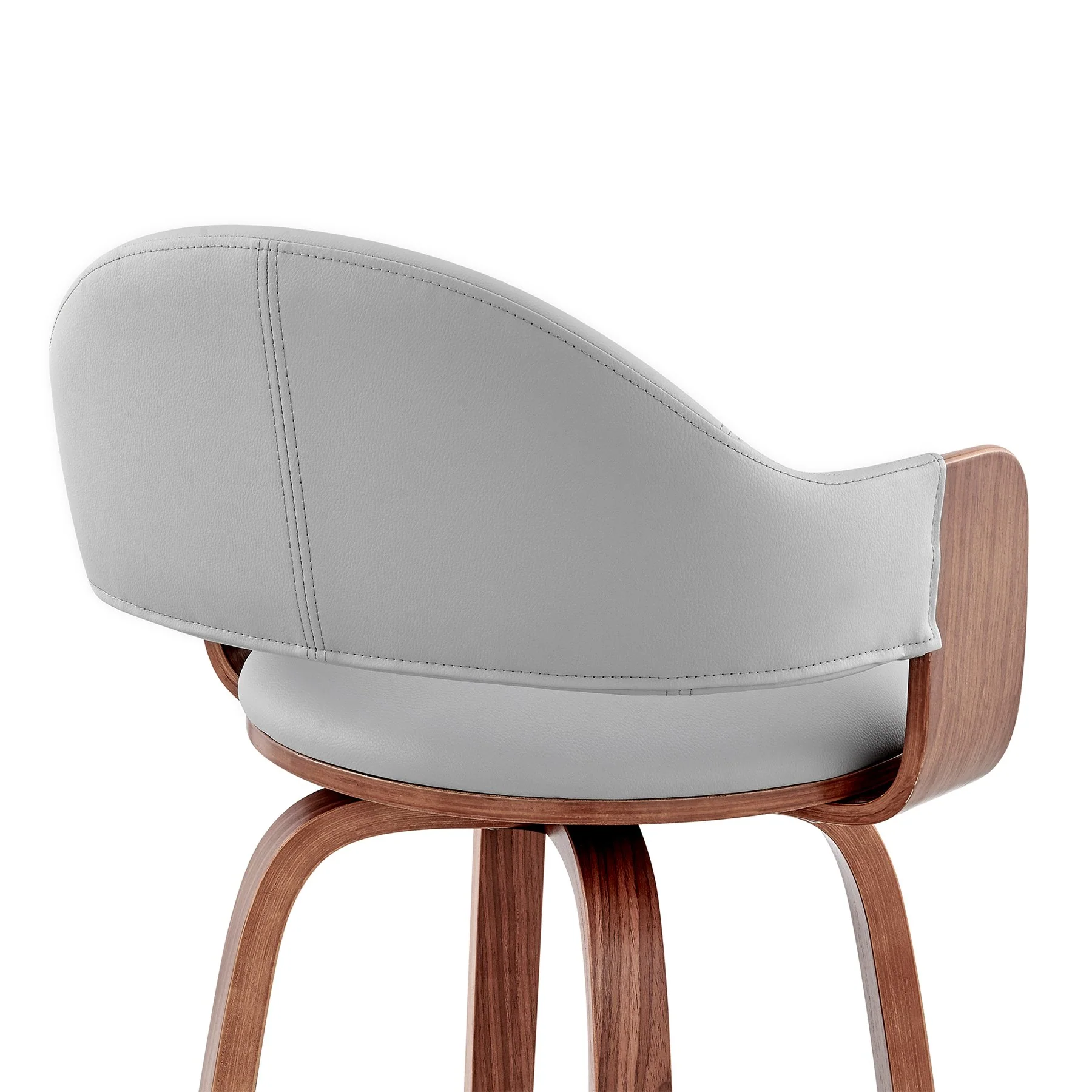 Daxton 26" Gray Faux Leather and Walnut Wood Bar Stool - Image 7