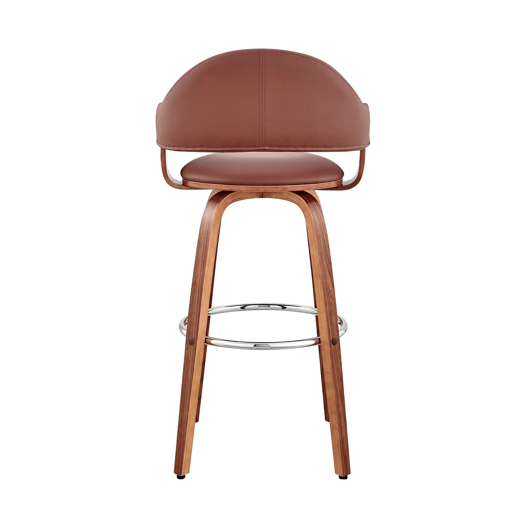 Daxton 30" Brown Faux Leather and Walnut Wood Bar Stool - Image 5
