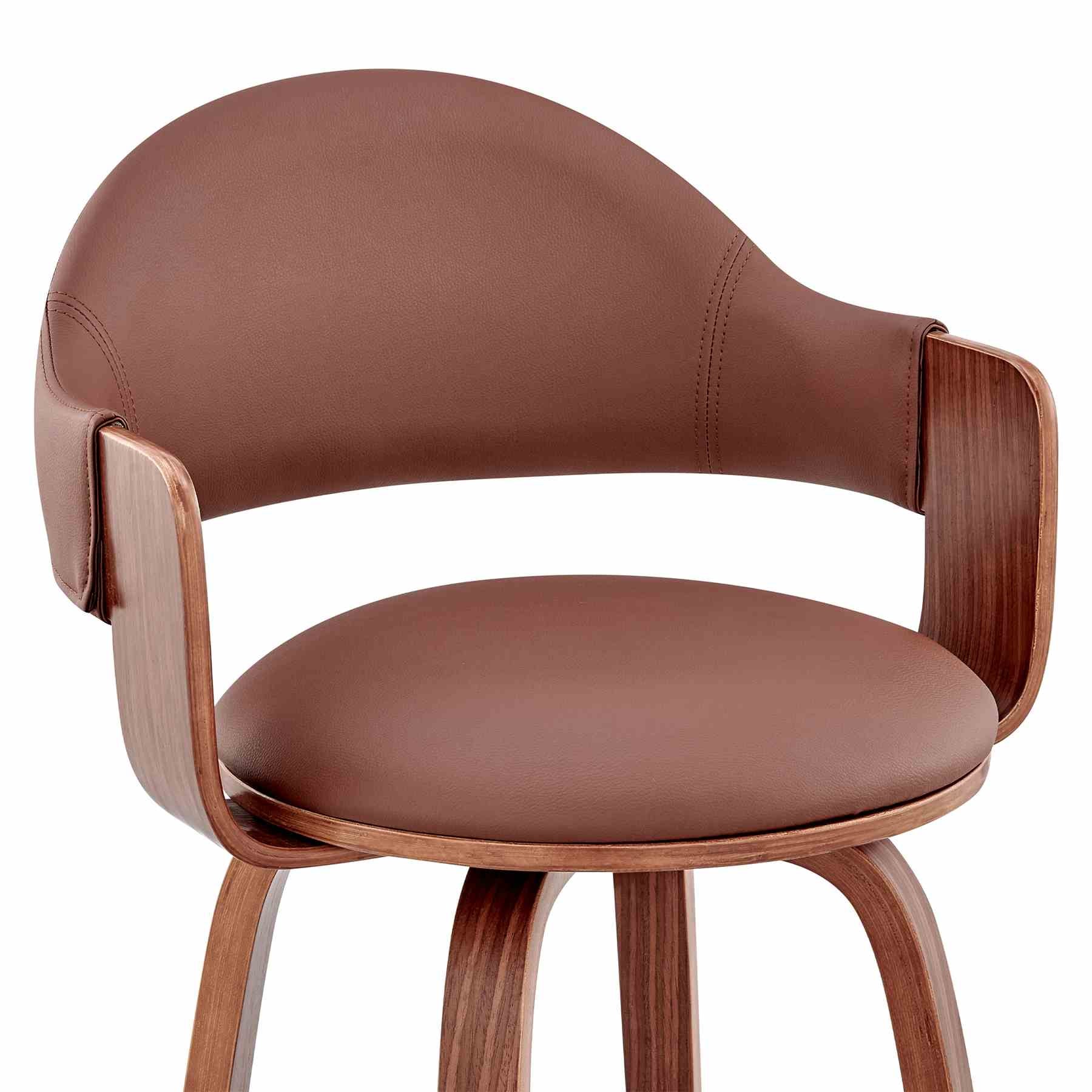 Daxton 30" Brown Faux Leather and Walnut Wood Bar Stool - Image 6