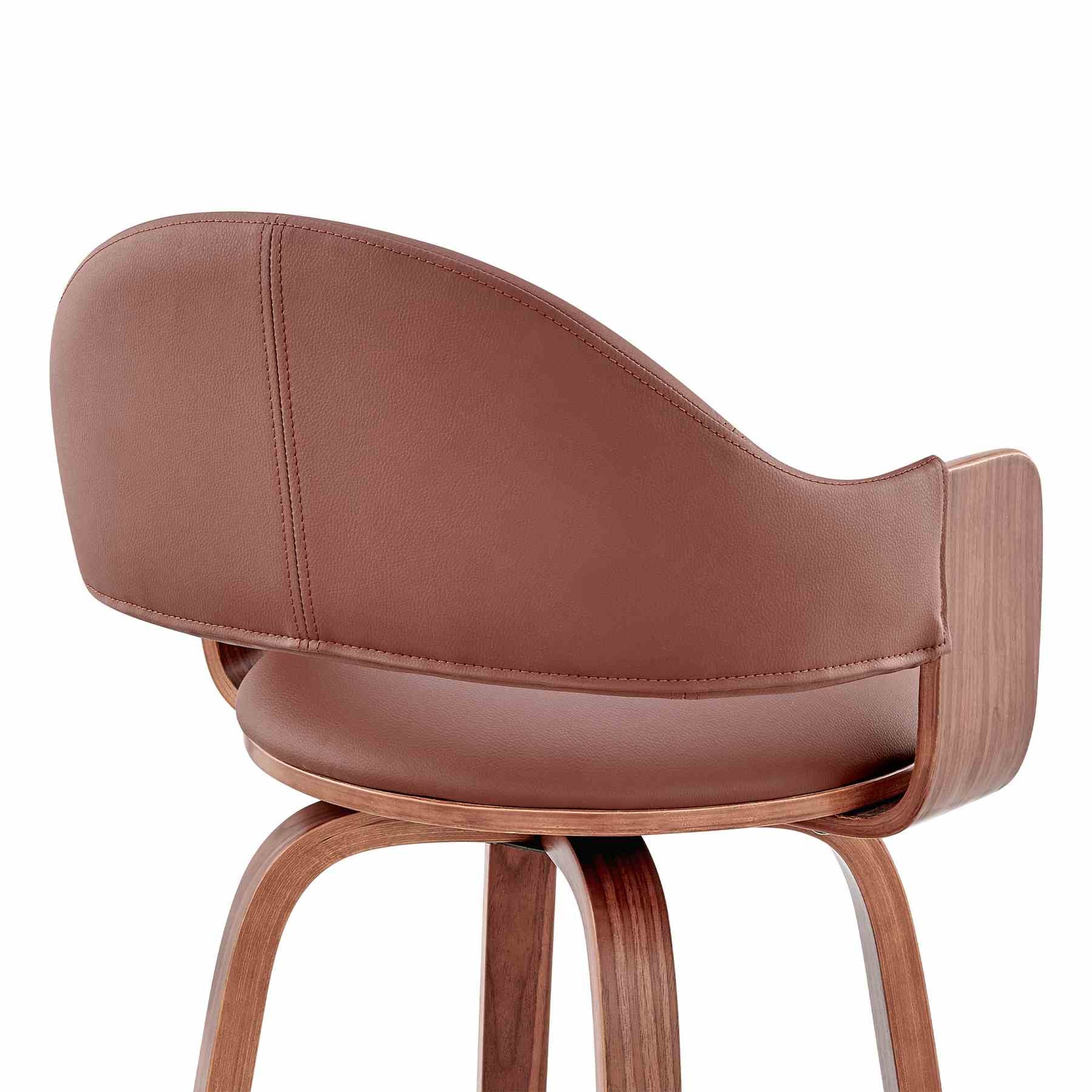Daxton 30" Brown Faux Leather and Walnut Wood Bar Stool - Image 7