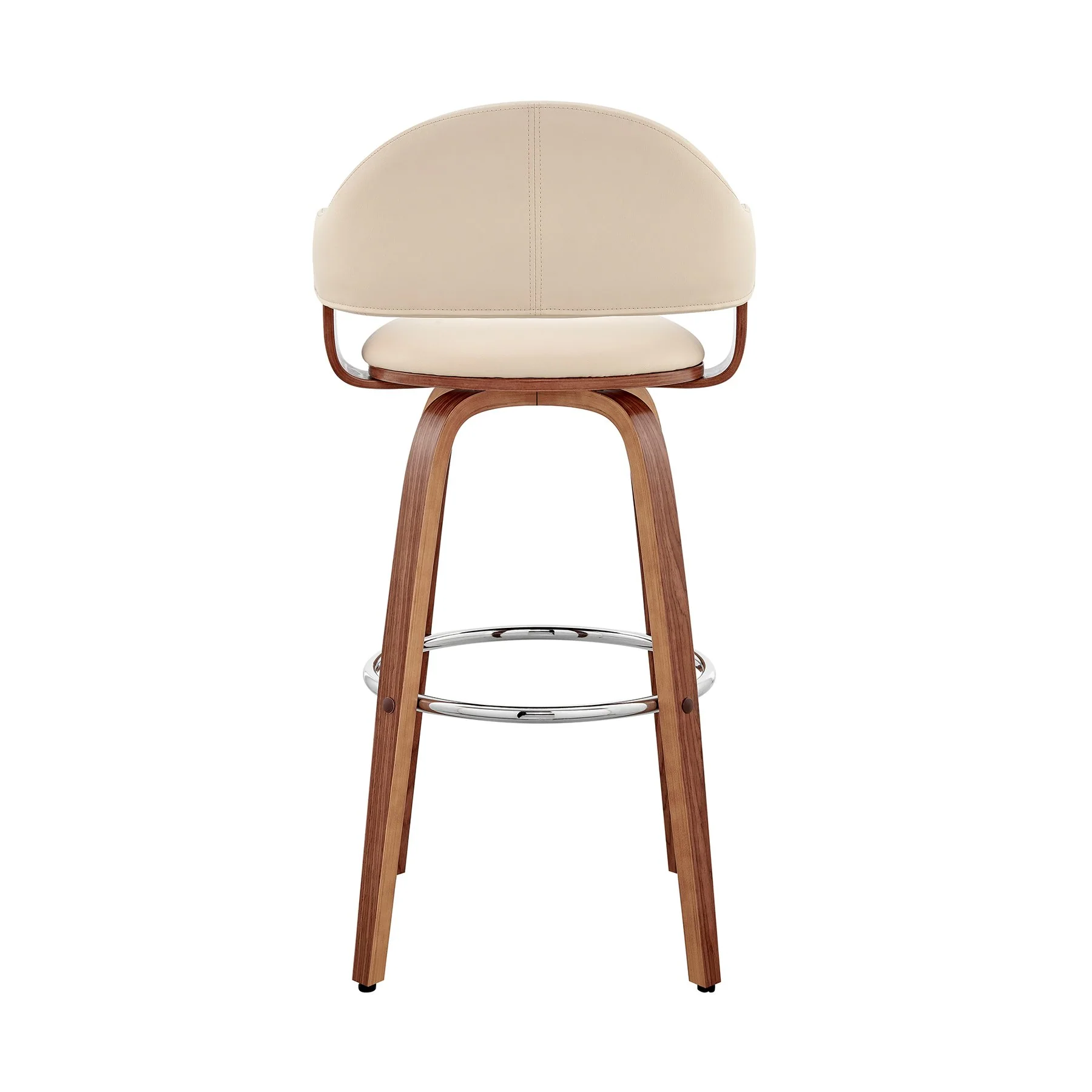Daxton 30" Cream Faux Leather and Walnut Wood Bar Stool - Image 5
