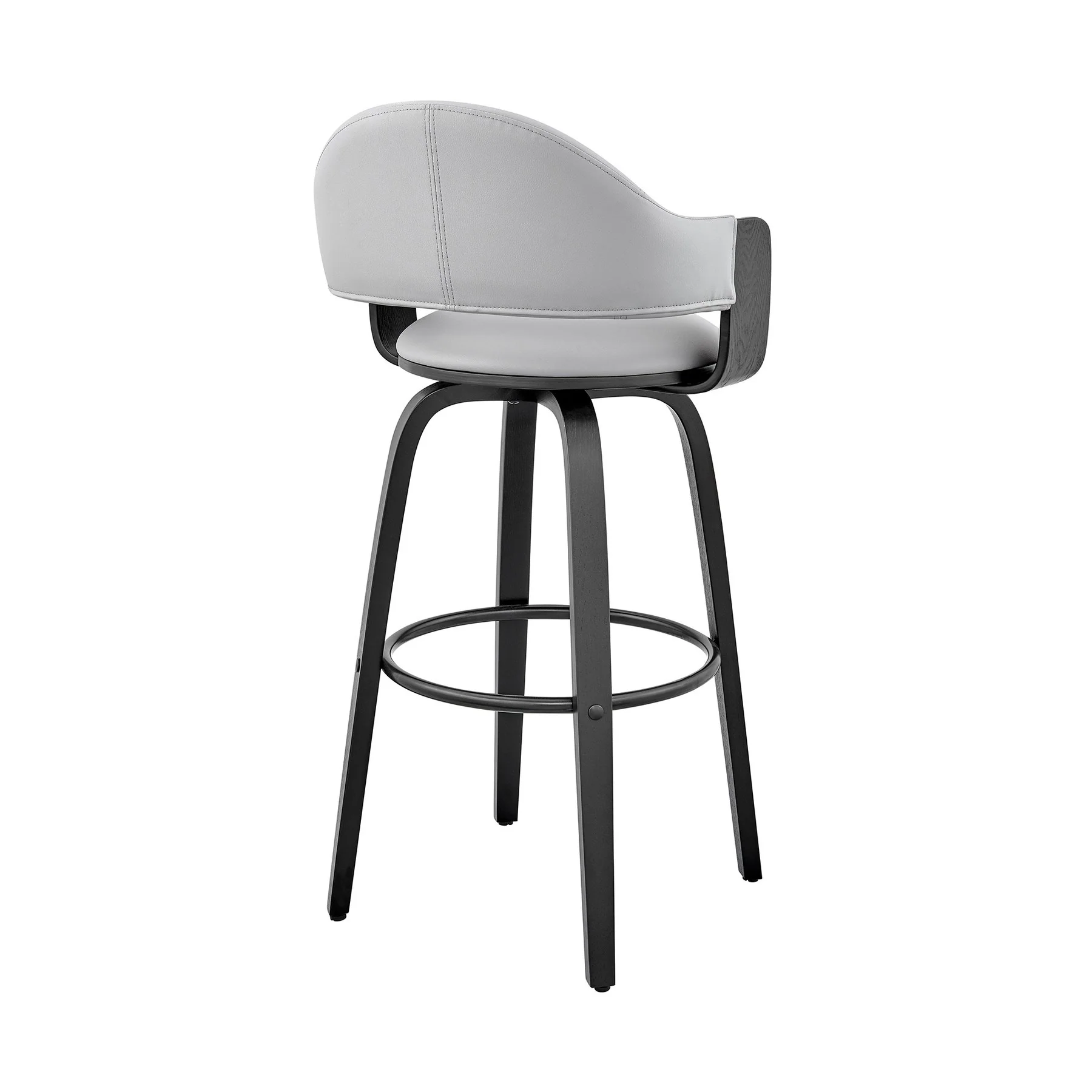 Daxton 30" Gray Faux Leather and Black Wood Bar Stool - Image 4