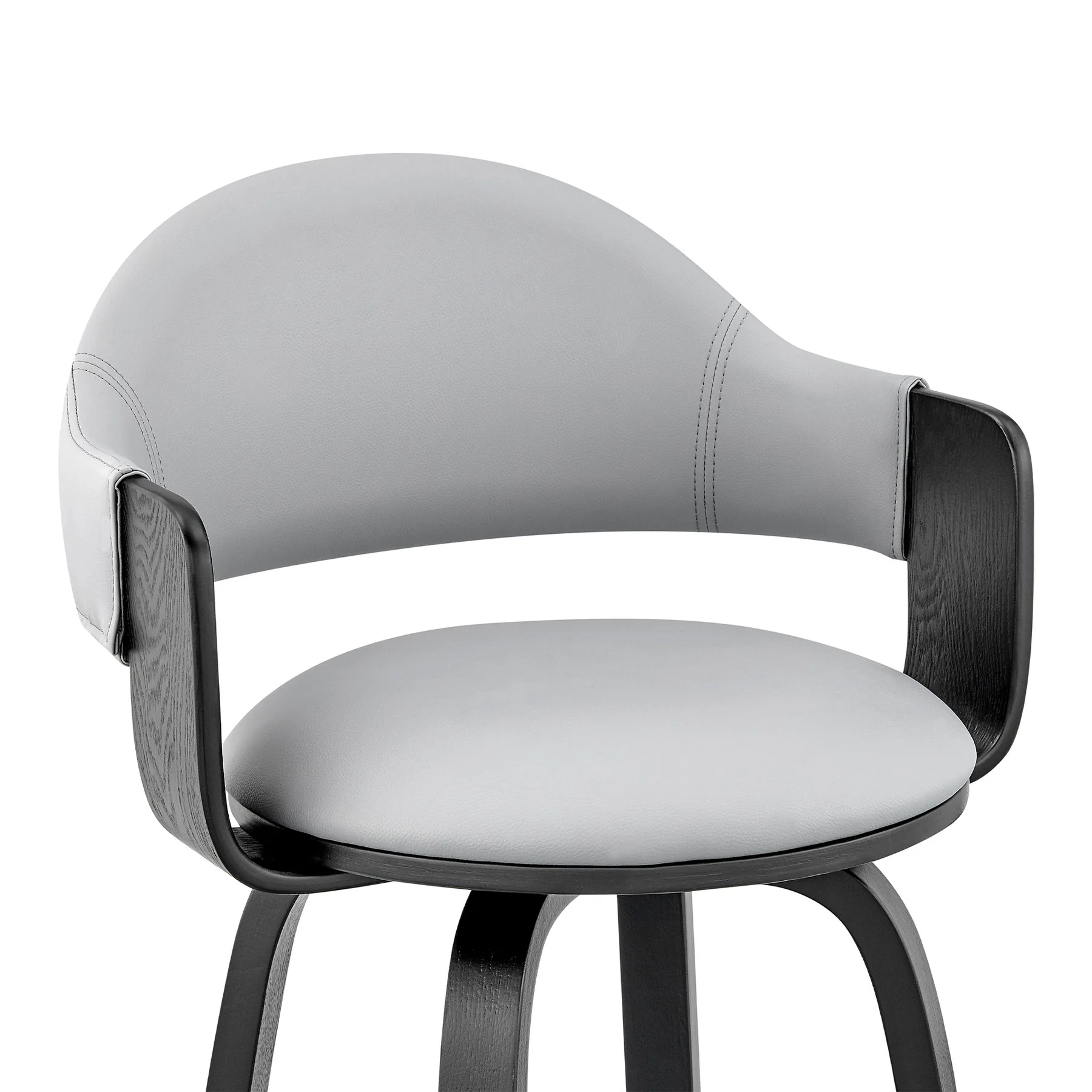 Daxton 30" Gray Faux Leather and Black Wood Bar Stool - Image 6