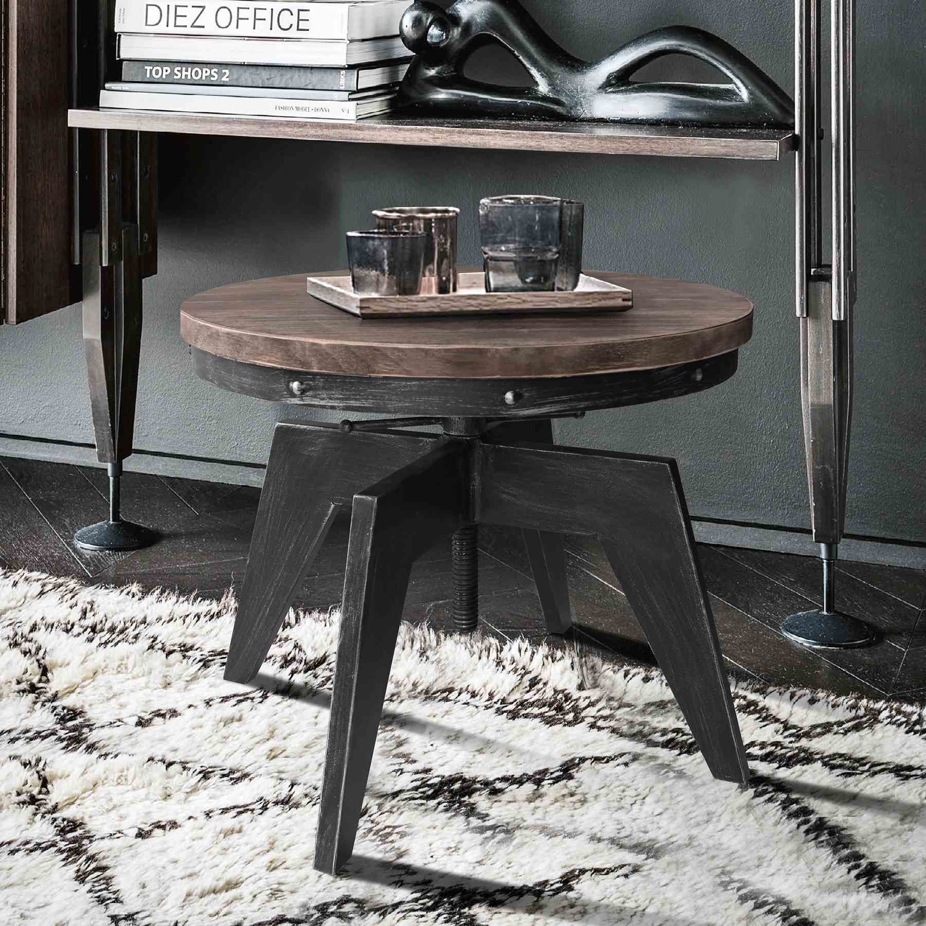 Dayton Industrial Coffee Table in Industrial Gray and Pine Wood Top - Image 5