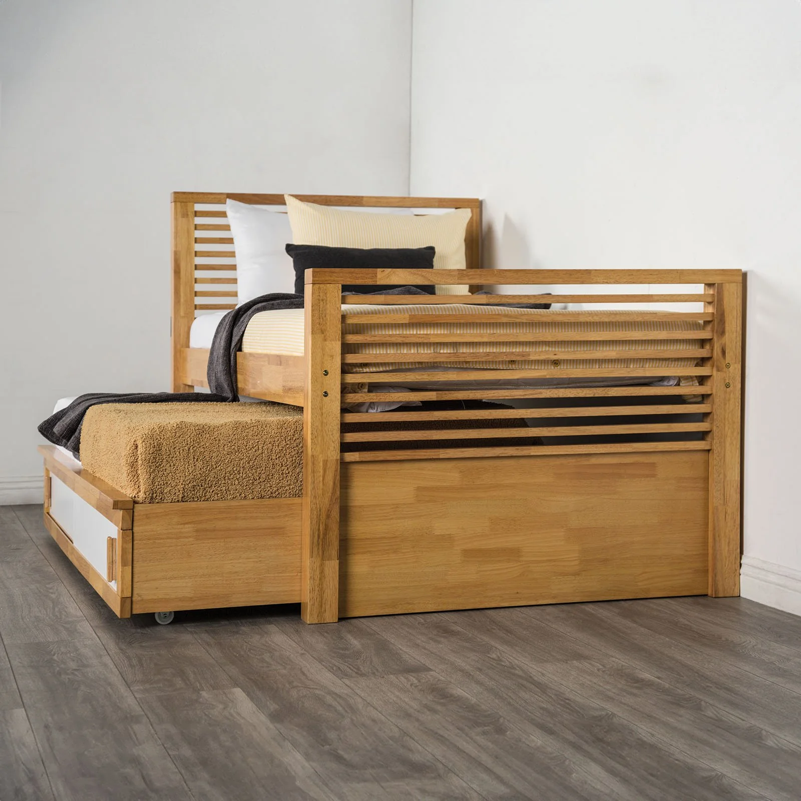 Dayville Twin Captain Bed w/ Trundle, Light Oak - Image 4