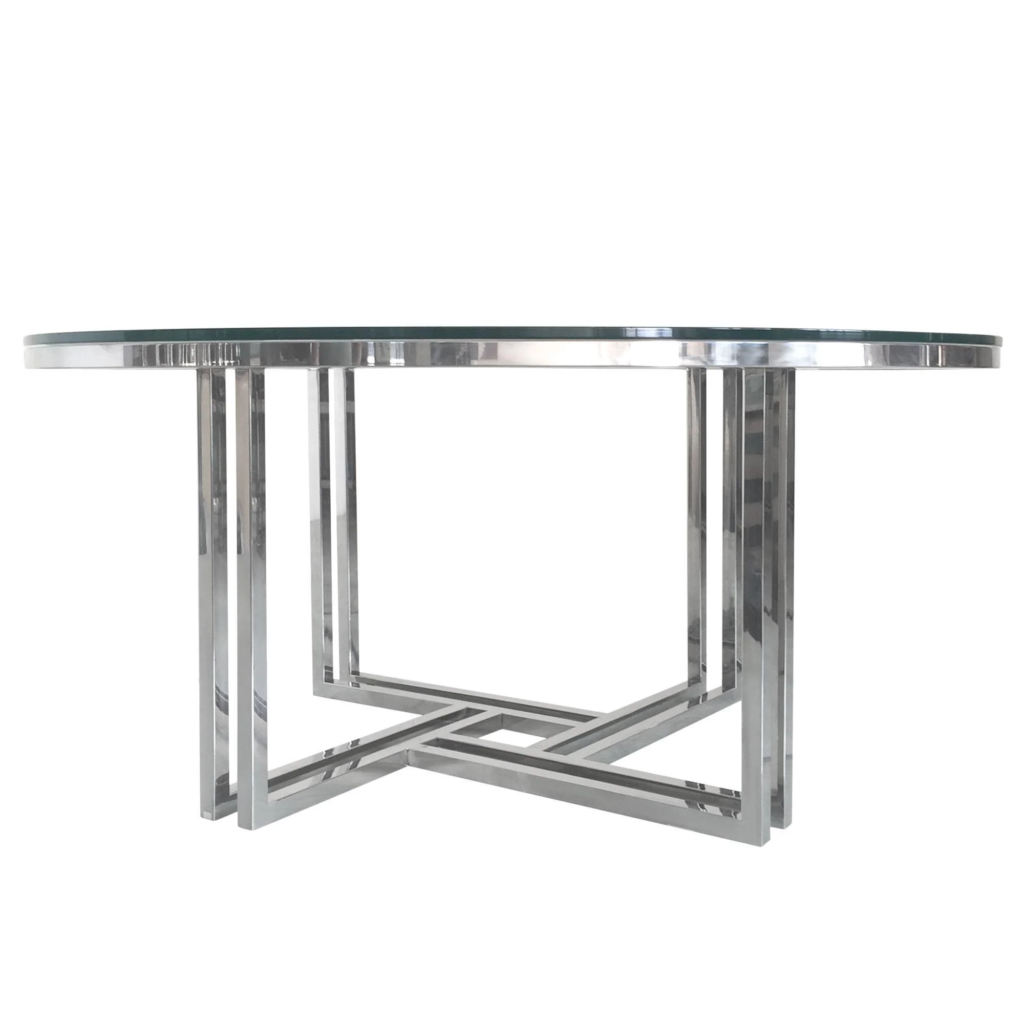 DEKO Polished Stainless Steel Round Cocktail Table w/ Clear, Tempered Glass Top by Diamond Sofa - Image 4