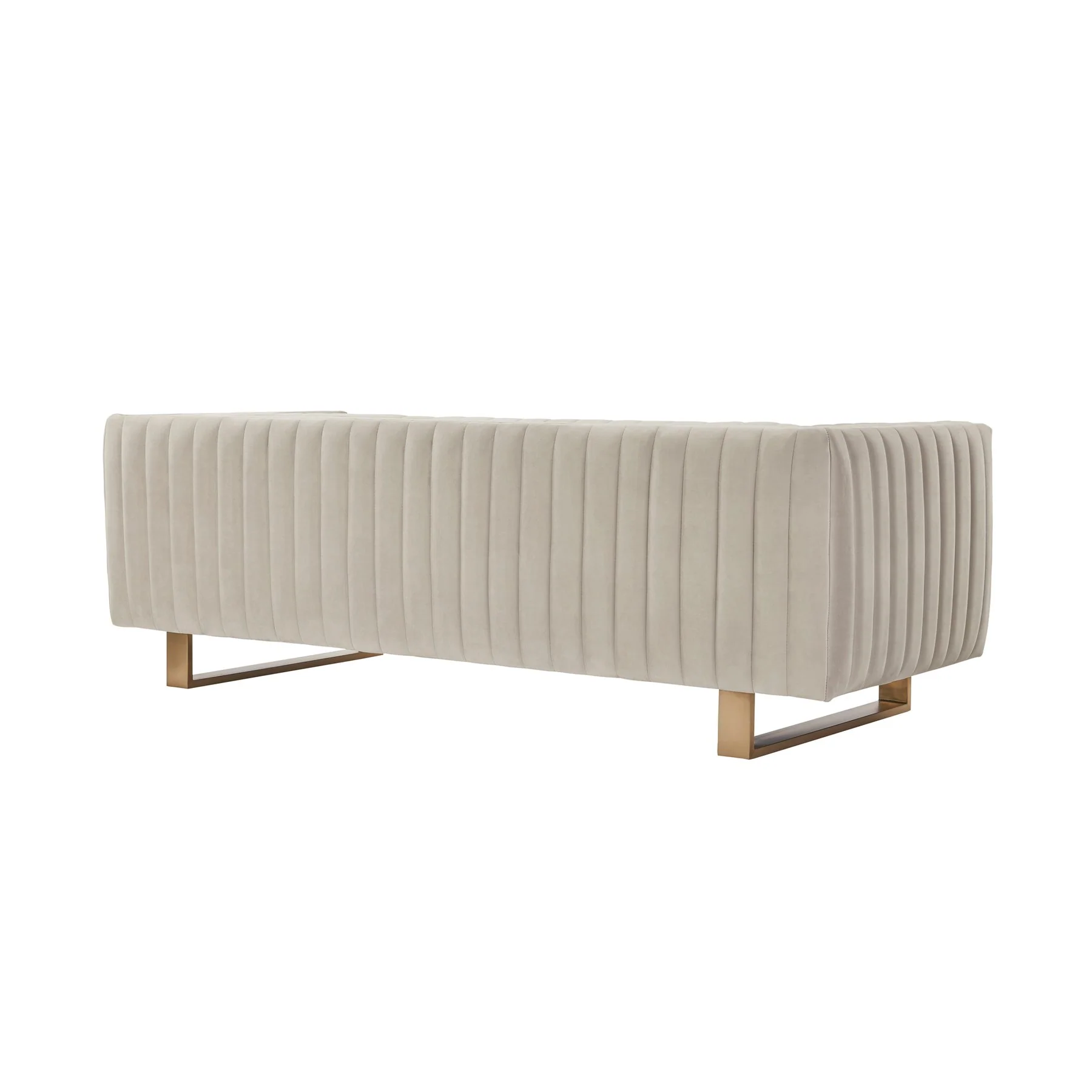 Delilah 86" Beige Velvet Square Arm Sofa with Gold Legs - Image 3