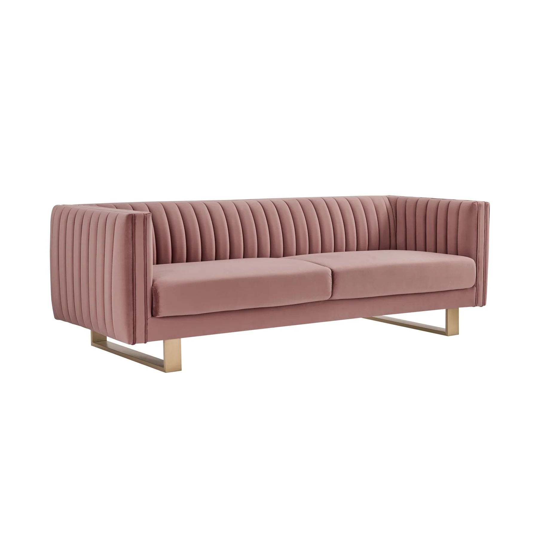 Delilah 86" Blush Velvet Square Arm Sofa - Image 2