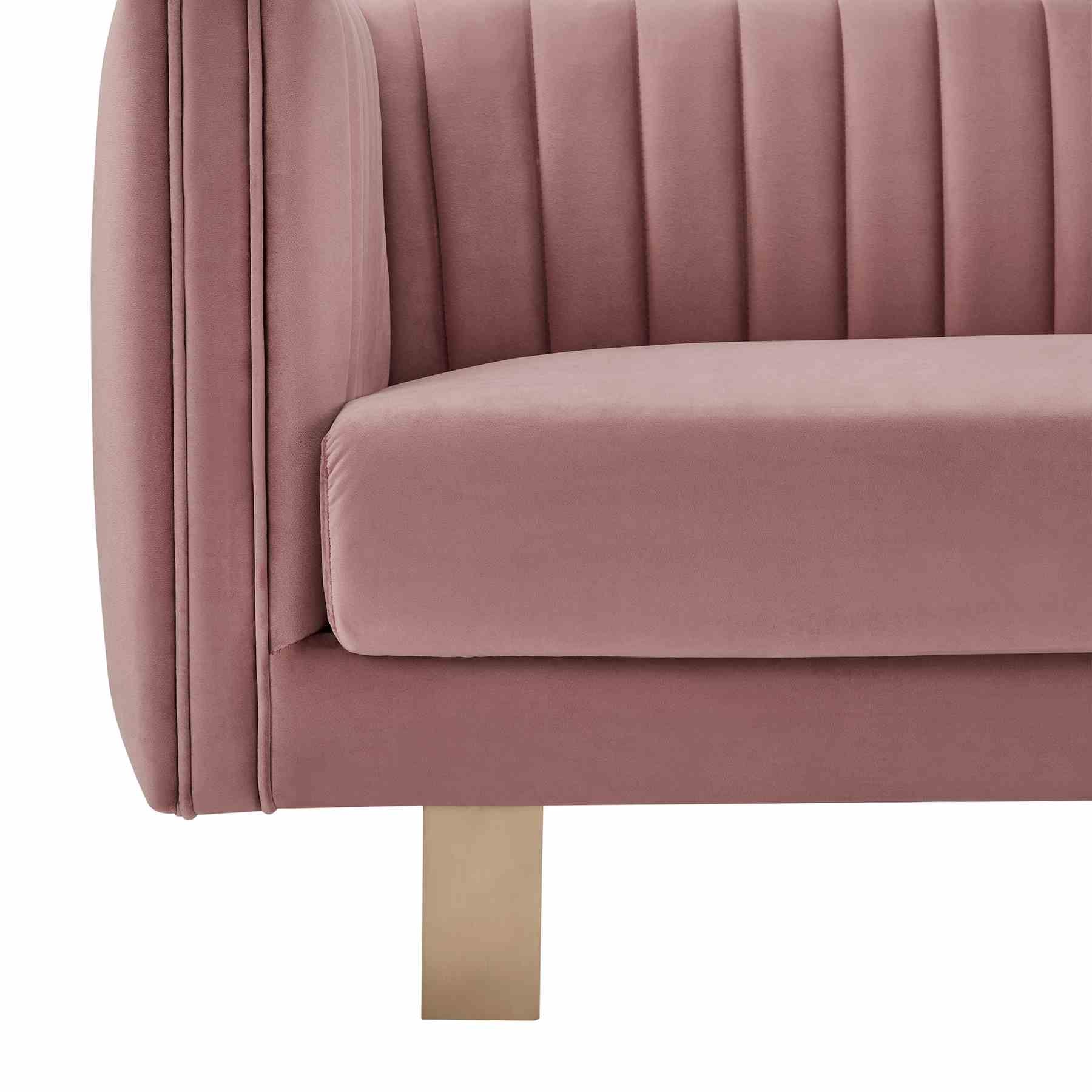 Delilah 86" Blush Velvet Square Arm Sofa - Image 4