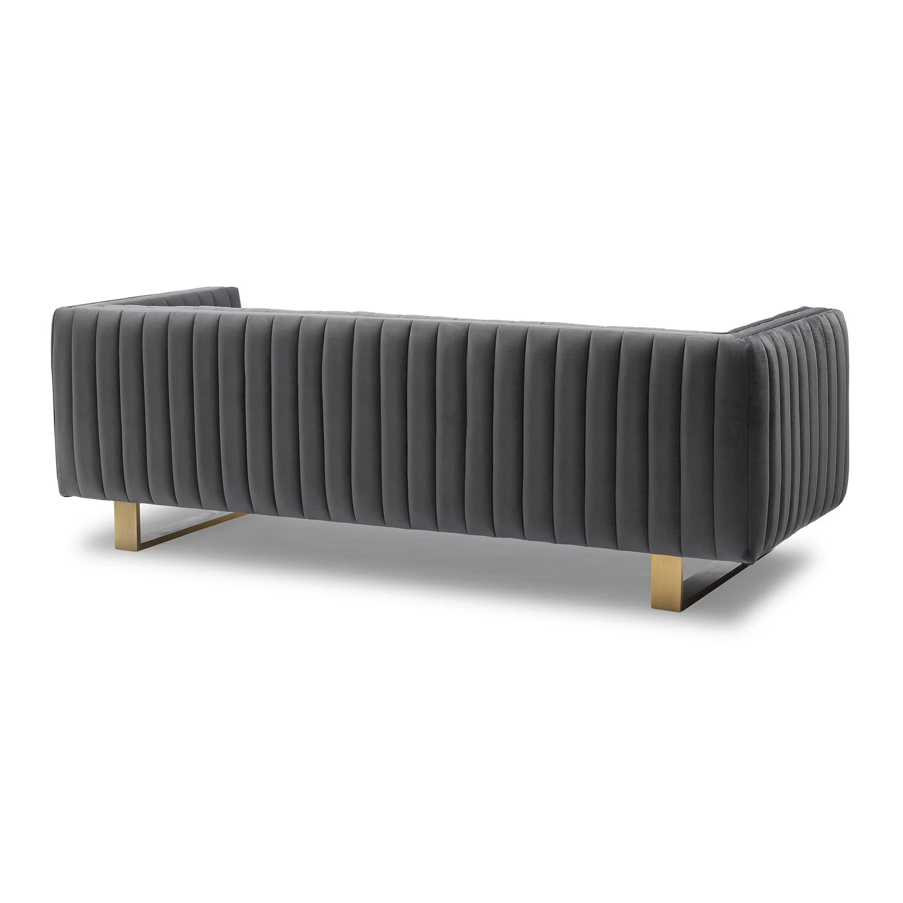Delilah Dark Gray Velvet Sofa with Matte Gold Legs - Image 3