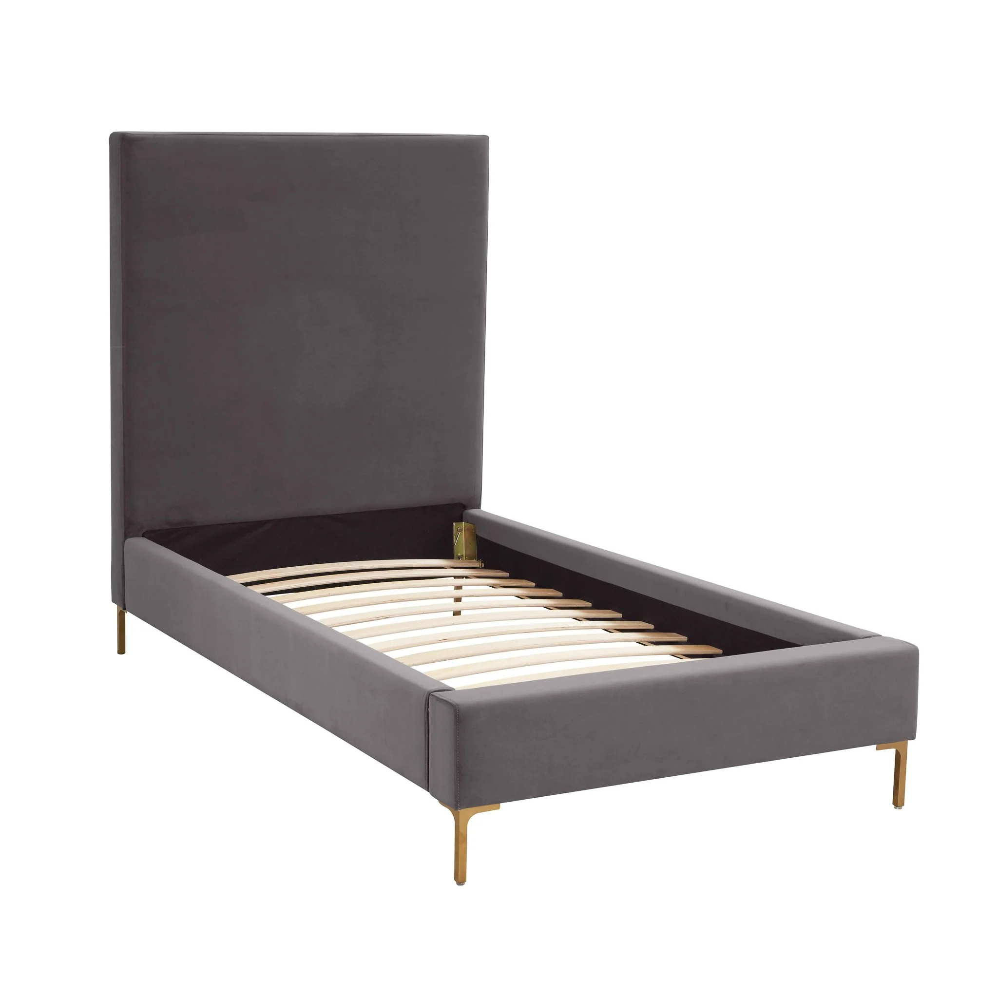 Delilah Grey Velvet Bed in Twin - Image 4