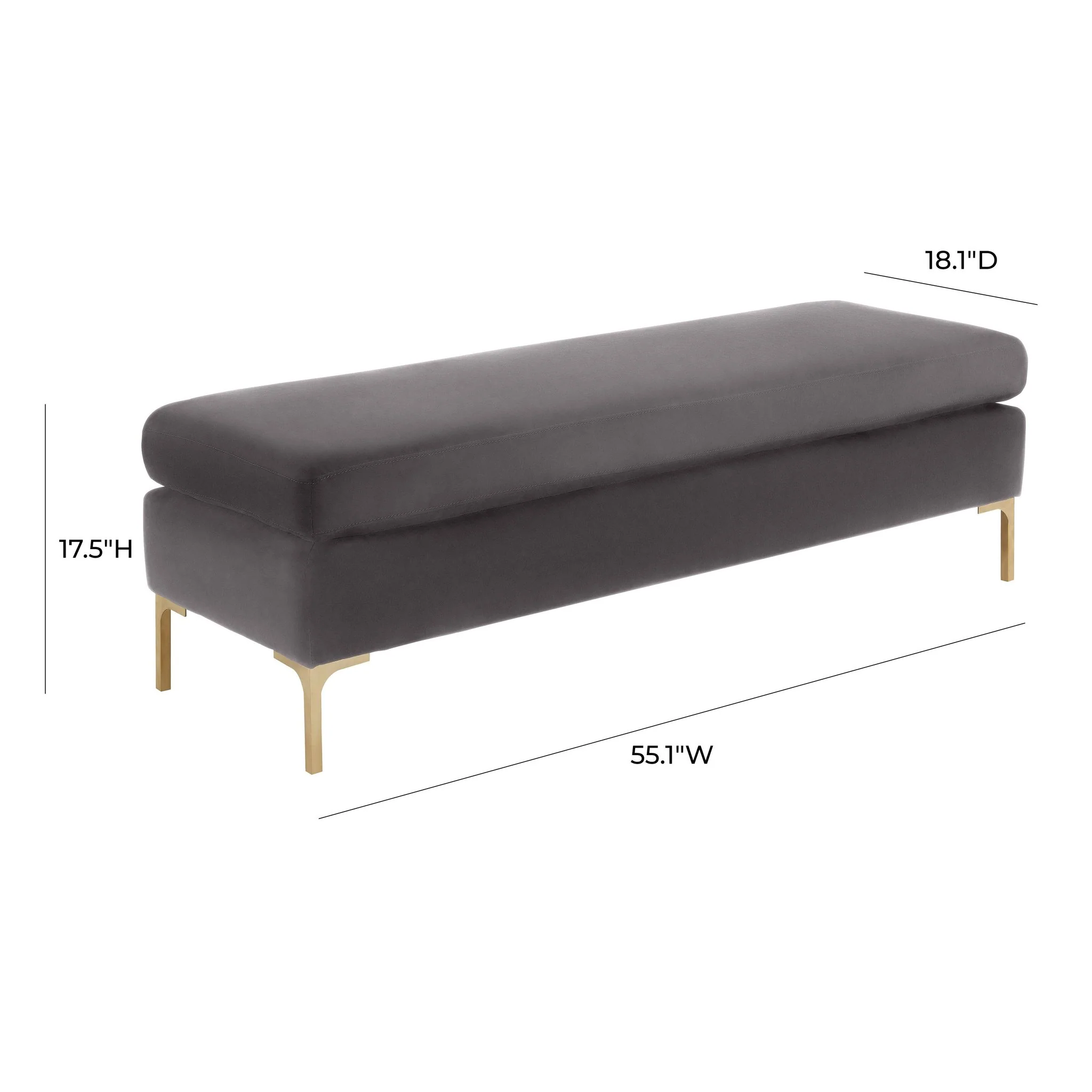 Delilah Grey Velvet Bench - Image 5