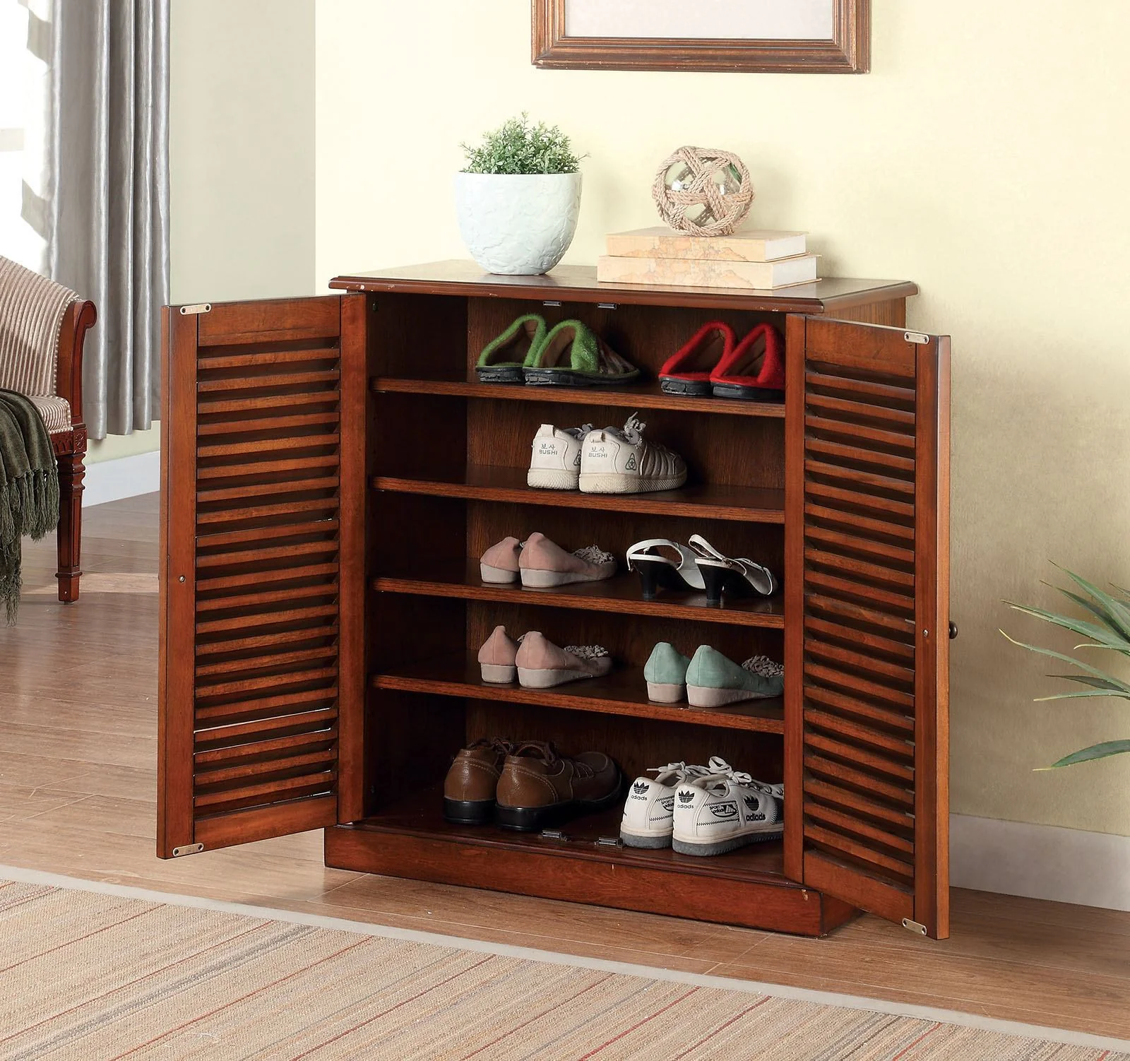 Della Shoe Cabinet, Antique Oak - Image 2