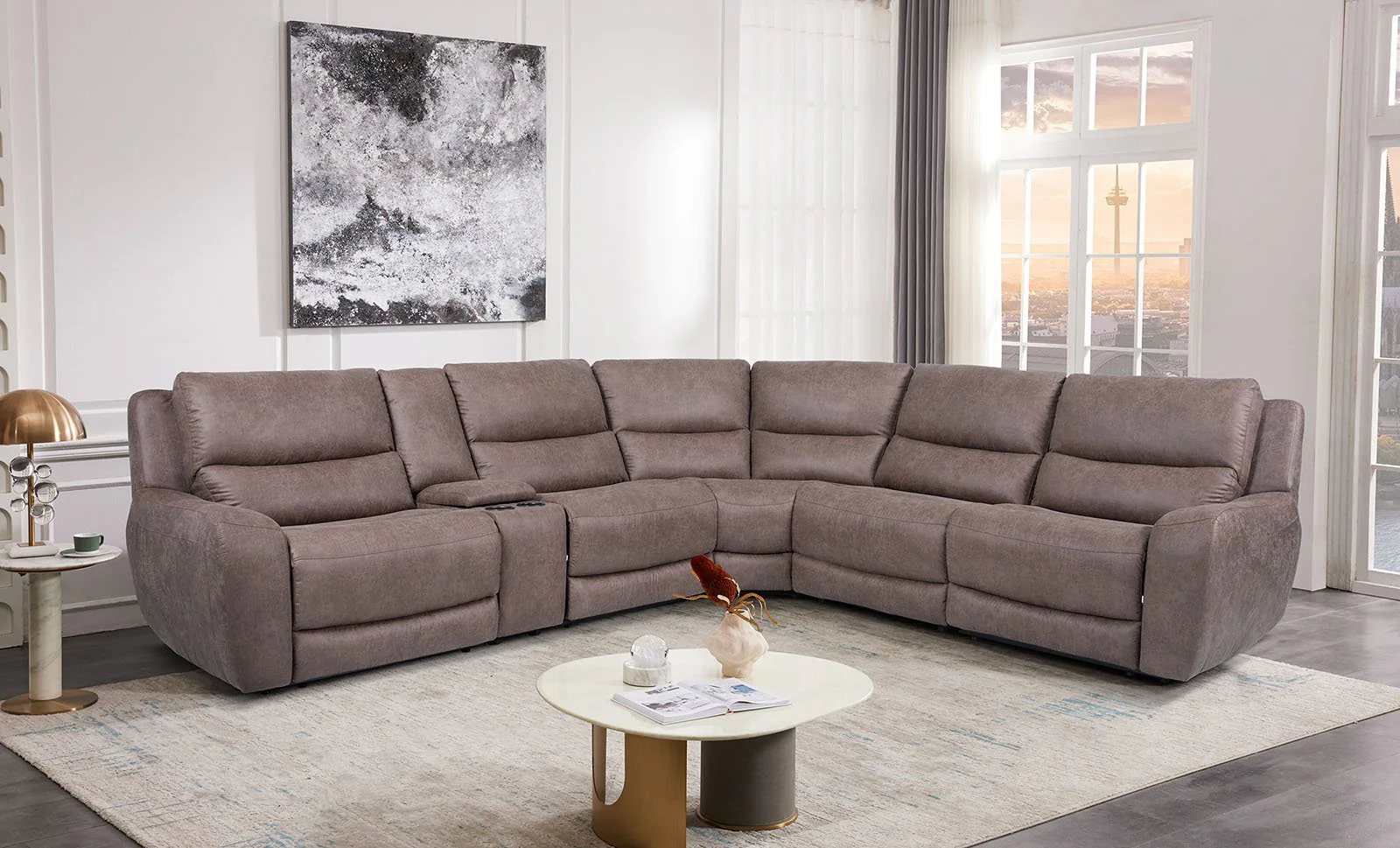 Demetrius Power Sectional, Slate Brown - Image 2