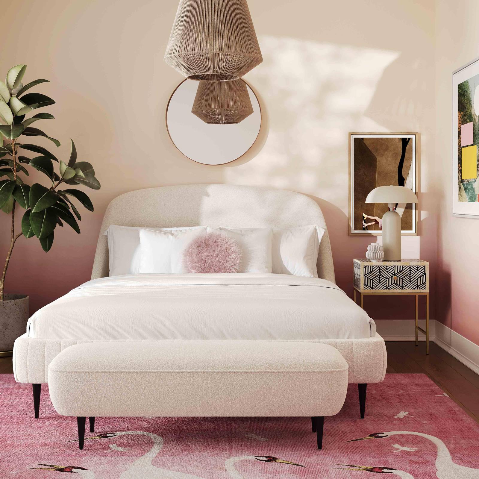 Denise Cream Boucle Bed in King - Image 2