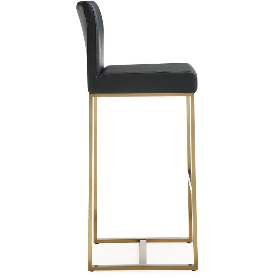 Denmark Black Performance Vegan Leather and Gold Steel Barstool - Set of 2 - Image 4