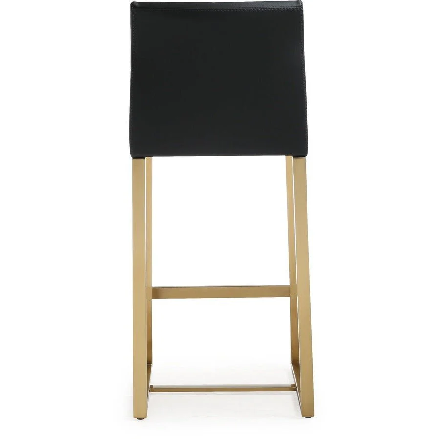 Denmark Black Performance Vegan Leather and Gold Steel Counter Stool - Set of 2 - Image 5