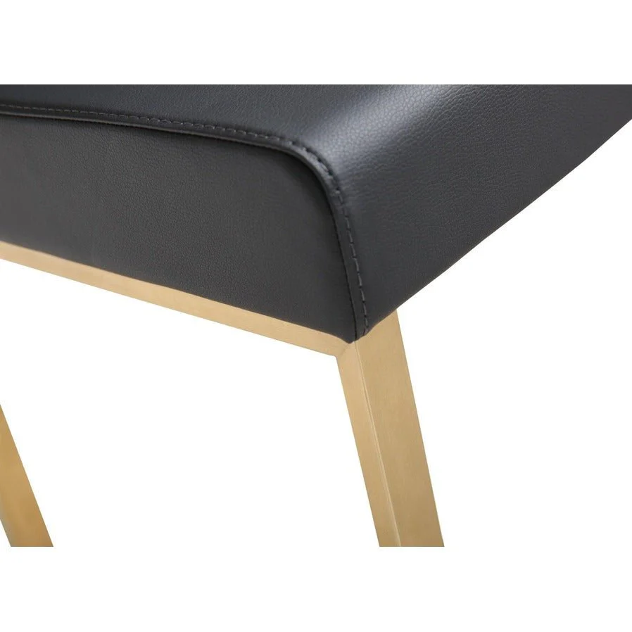Denmark Black Performance Vegan Leather and Gold Steel Counter Stool - Set of 2 - Image 6