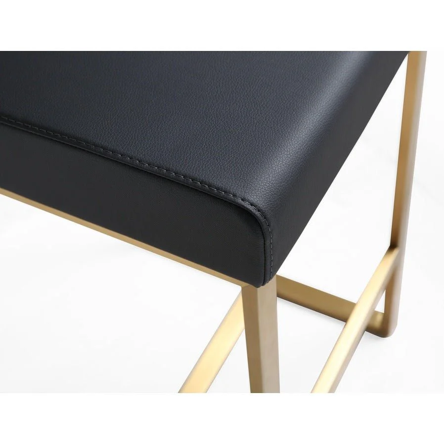 Denmark Black Performance Vegan Leather and Gold Steel Counter Stool - Set of 2 - Image 8