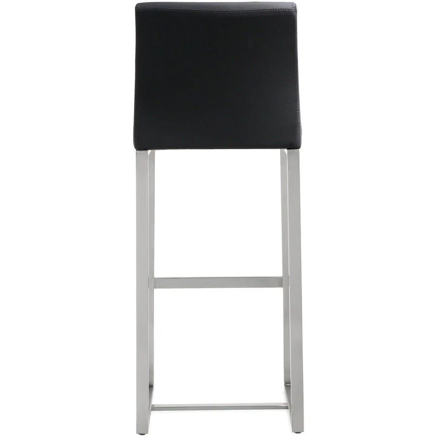 Denmark Black Performance Vegan Leather and Stainless Steel Barstool - Set of 2 - Image 6