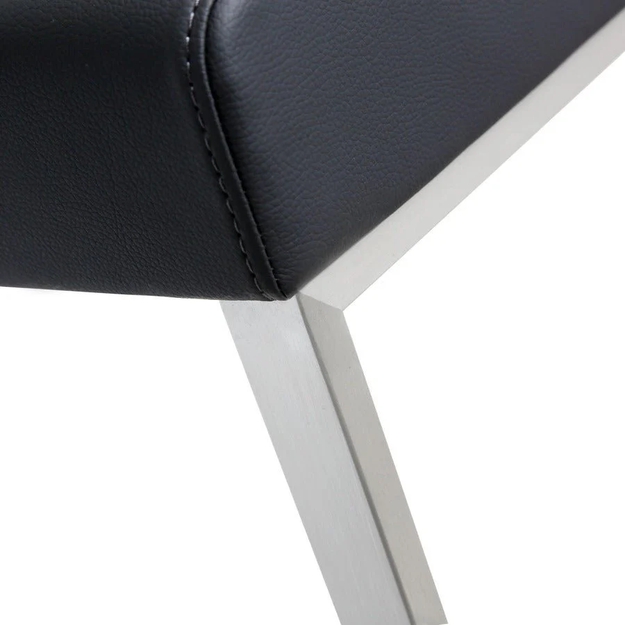Denmark Black Performance Vegan Leather and Stainless Steel Barstool - Set of 2 - Image 7