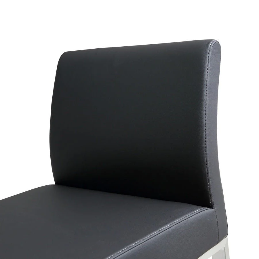 Denmark Black Performance Vegan Leather and Stainless Steel Counter Stool - Set of 2 - Image 7