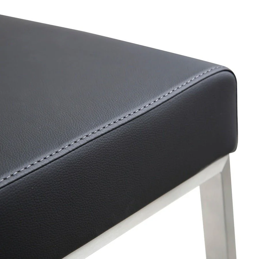 Denmark Black Performance Vegan Leather and Stainless Steel Counter Stool - Set of 2 - Image 8