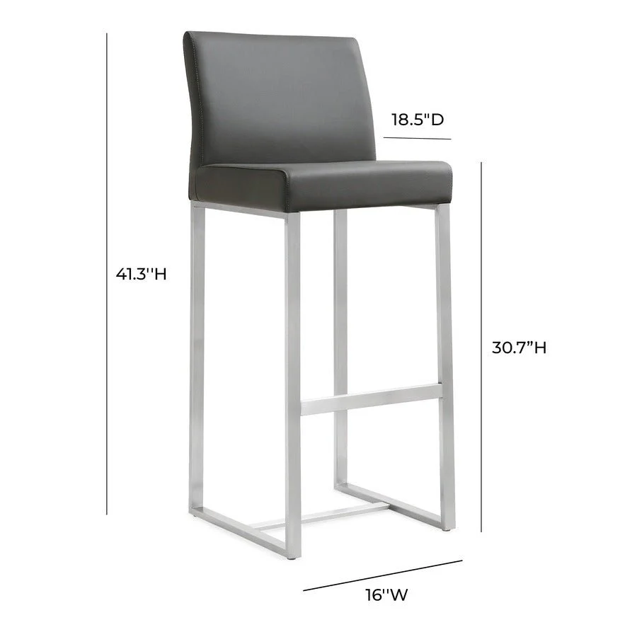 Denmark Grey Performance Vegan Leather and Stainless Steel Barstool - Set of 2 - Image 10